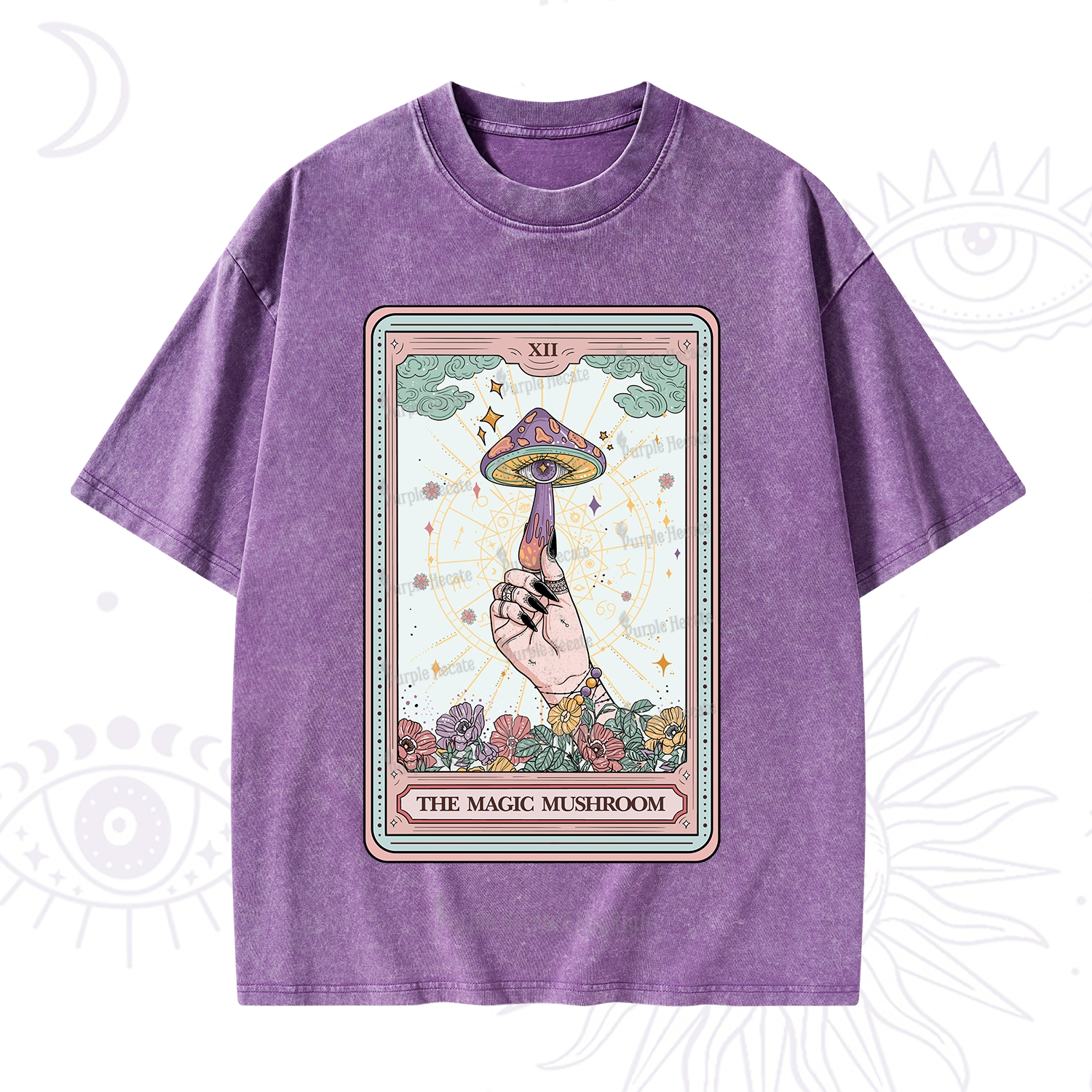Purplehecate The Magic Murshroom Tarot Washed T-Shirt
