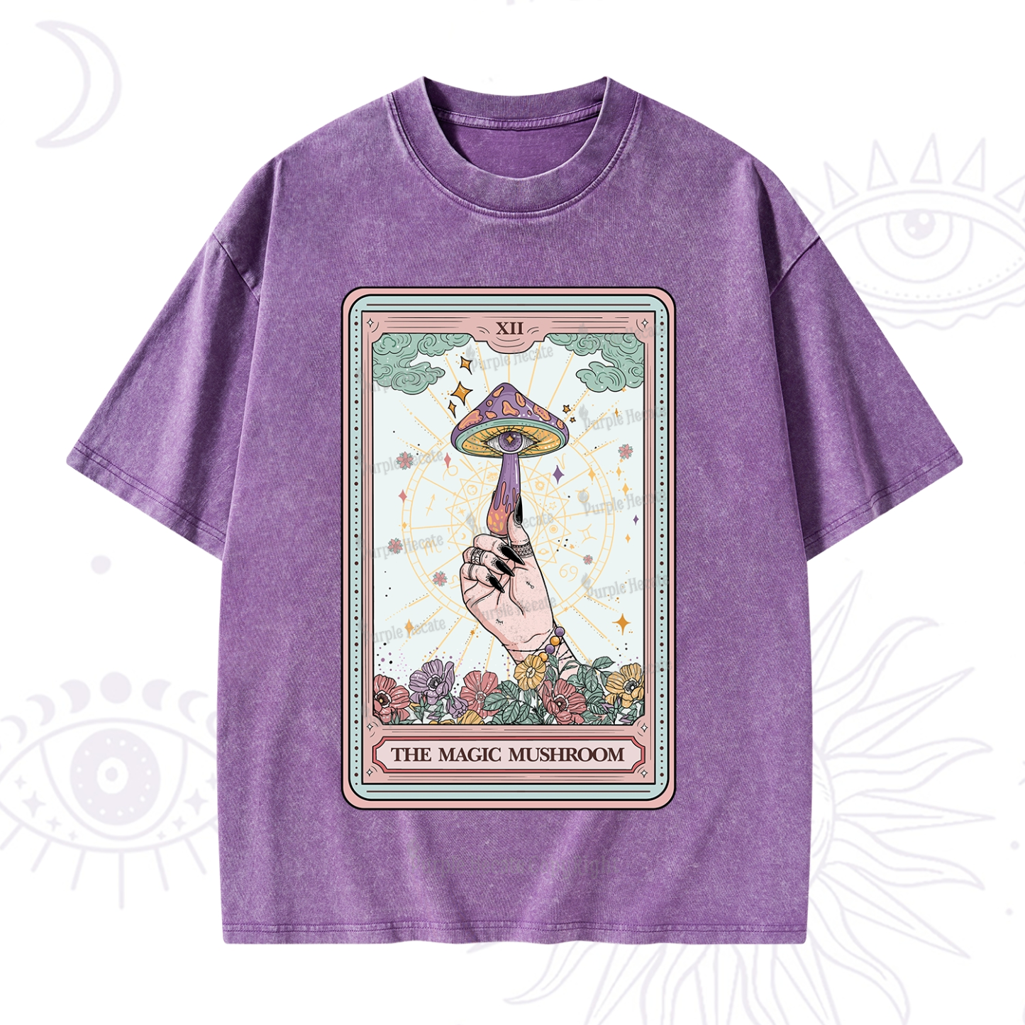 Purplehecate The Magic Murshroom Tarot Washed T-Shirt