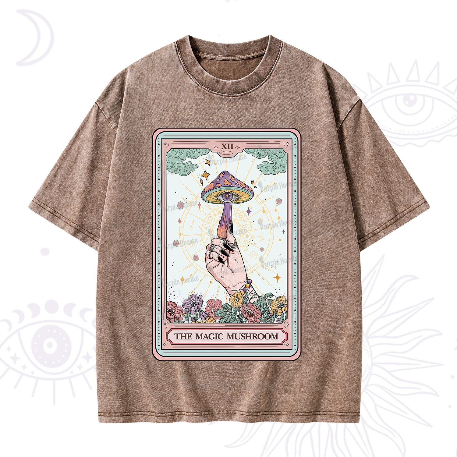 Purplehecate The Magic Murshroom Tarot Washed T-Shirt
