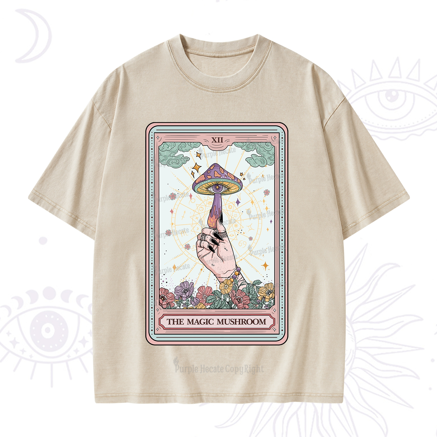Purplehecate The Magic Murshroom Tarot Washed T-Shirt