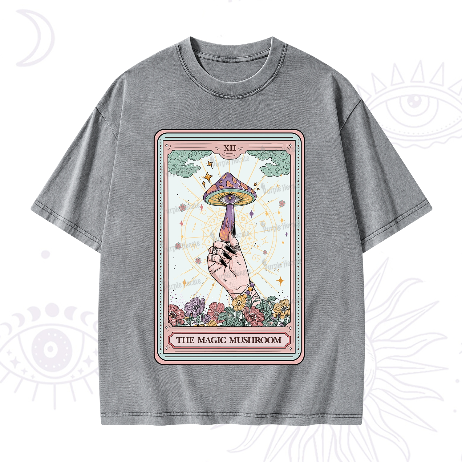 Purplehecate The Magic Murshroom Tarot Washed T-Shirt