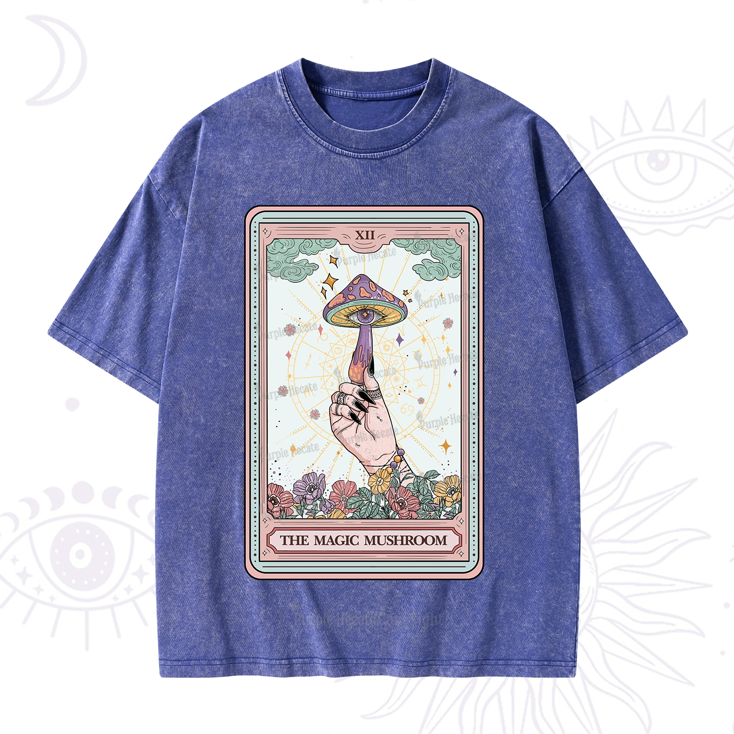 Purplehecate The Magic Murshroom Tarot Washed T-Shirt