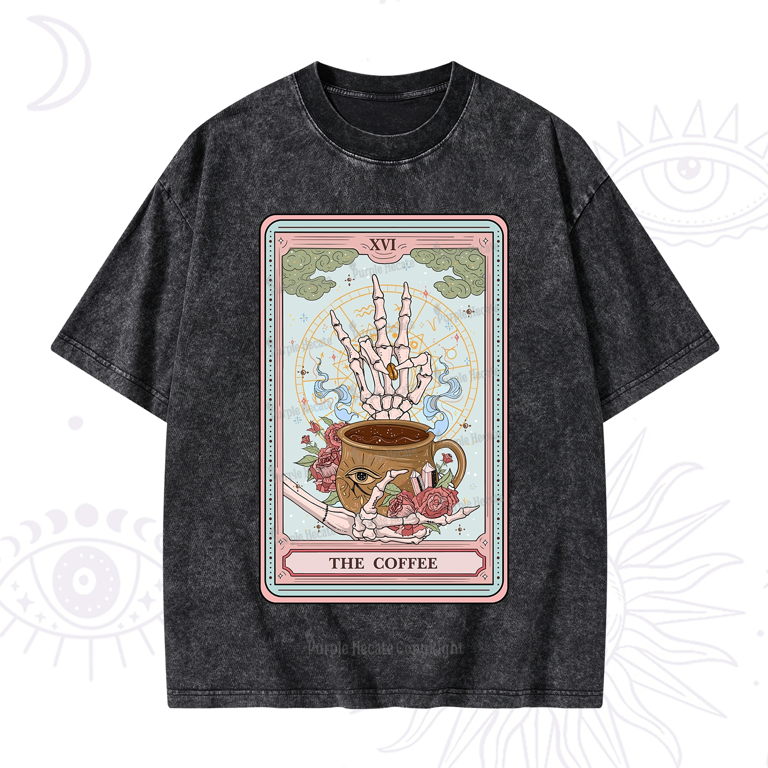 Purplehecate The Coffee Tarot Washed T-Shirt