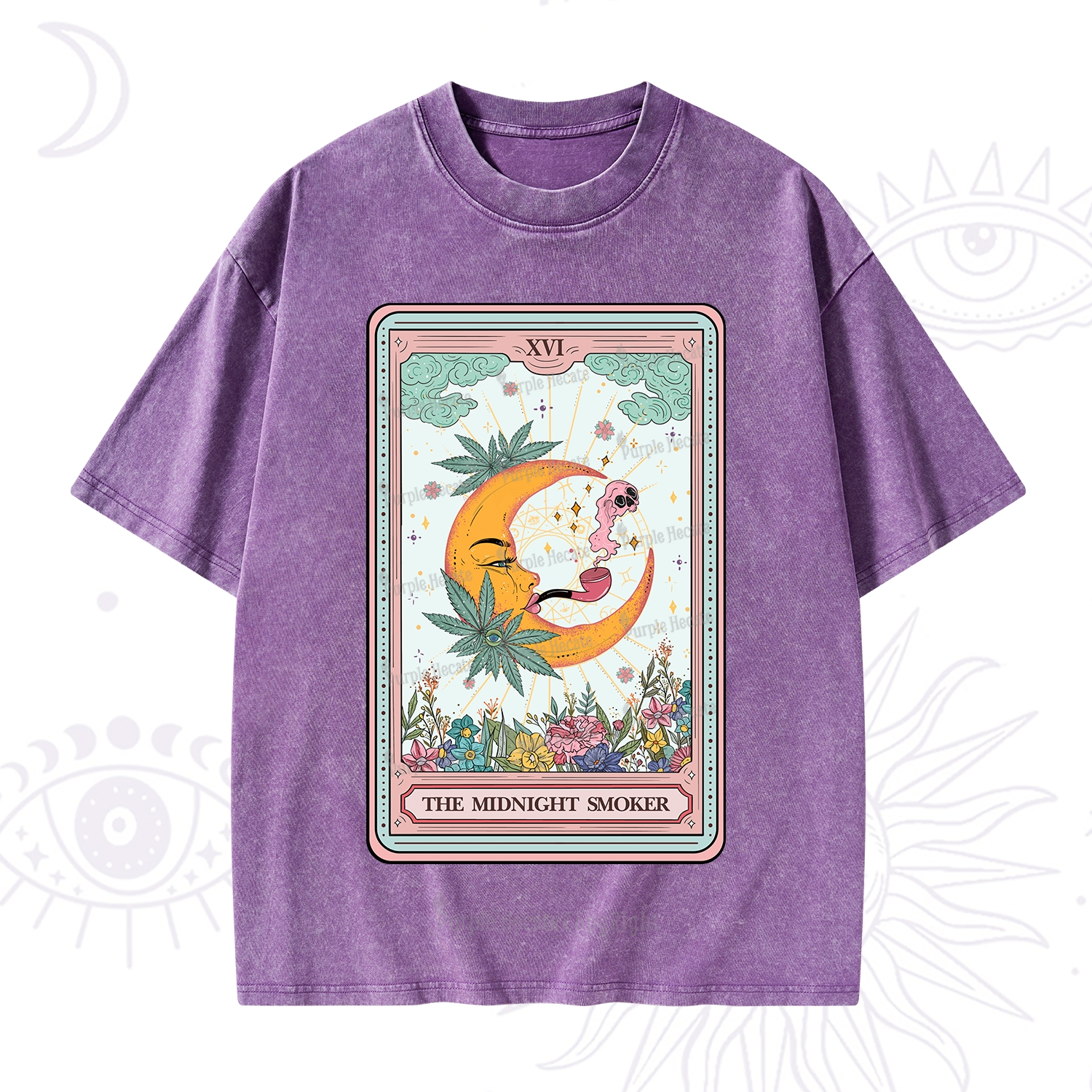Purplehecate The Midnight Smoker Tarot Washed T-Shirt