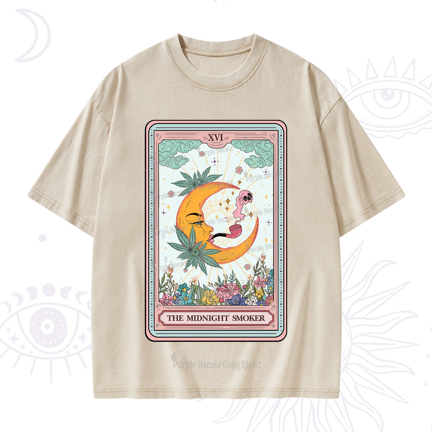 Purplehecate The Midnight Smoker Tarot Washed T-Shirt