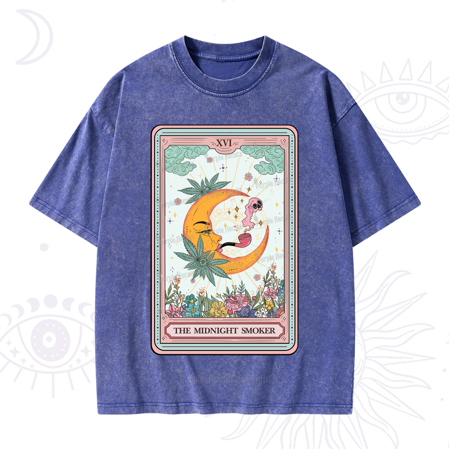 Purplehecate The Midnight Smoker Tarot Washed T-Shirt