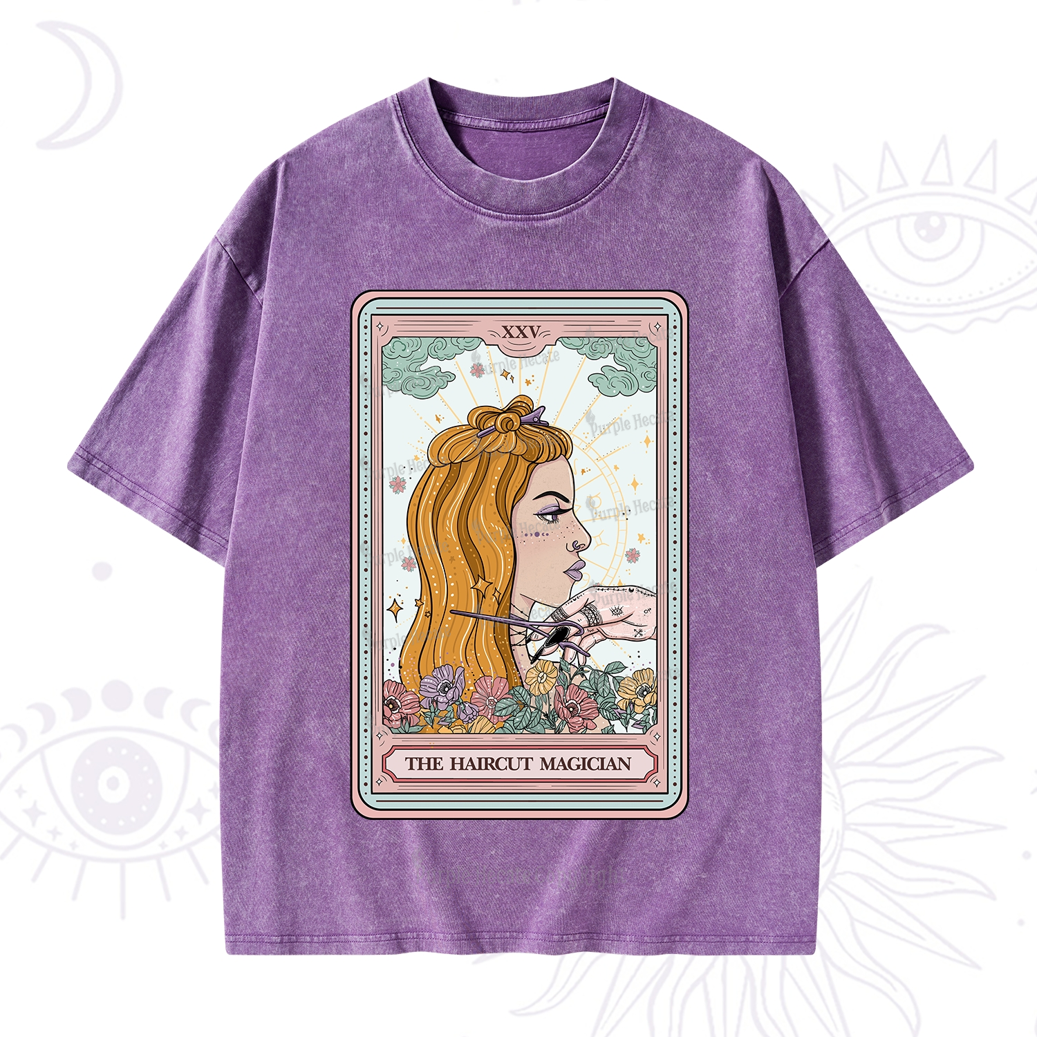 Purplehecate The Haircut Magician Tarot Washed T-Shirt