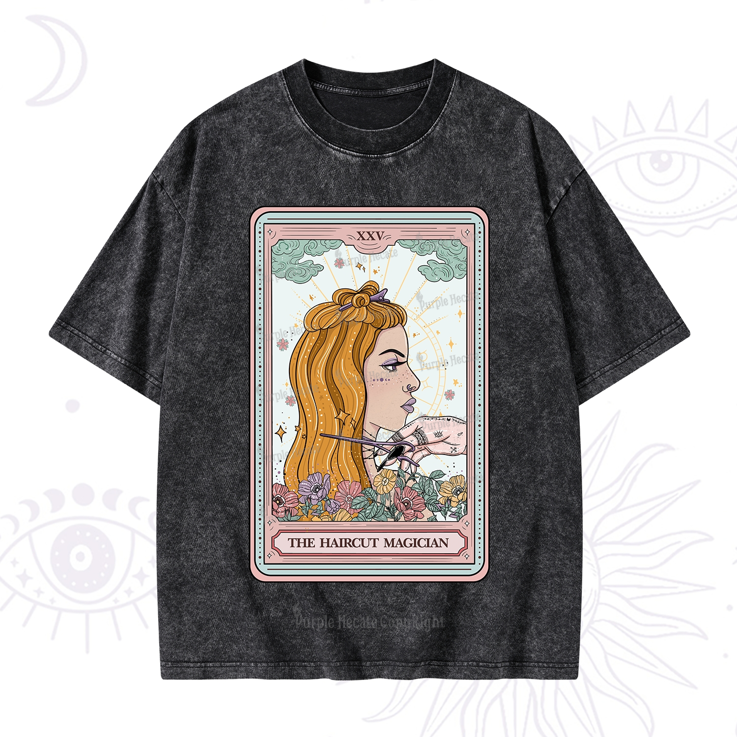 Purplehecate The Haircut Magician Tarot Washed T-Shirt