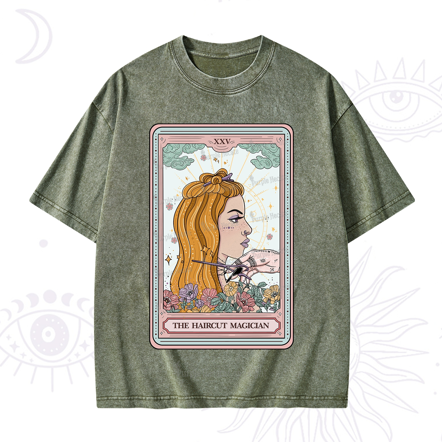 Purplehecate The Haircut Magician Tarot Washed T-Shirt
