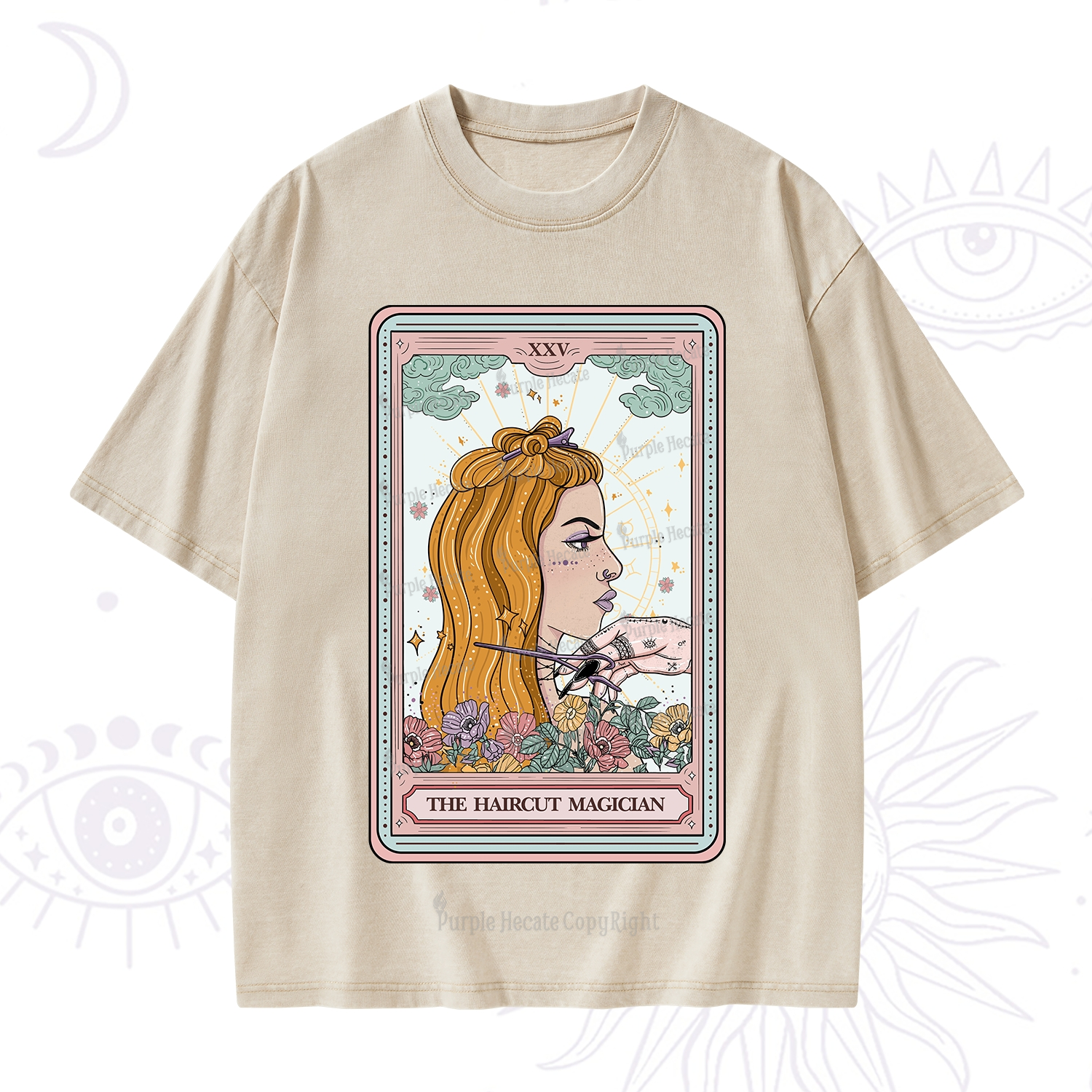 Purplehecate The Haircut Magician Tarot Washed T-Shirt