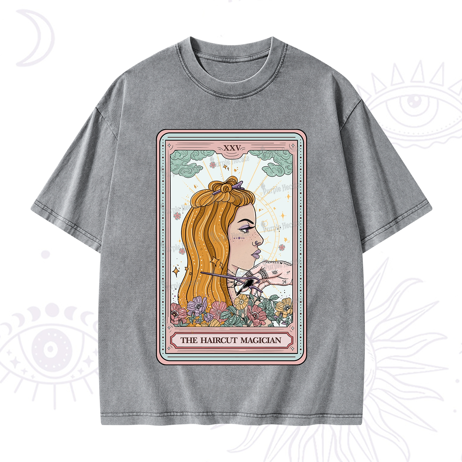 Purplehecate The Haircut Magician Tarot Washed T-Shirt