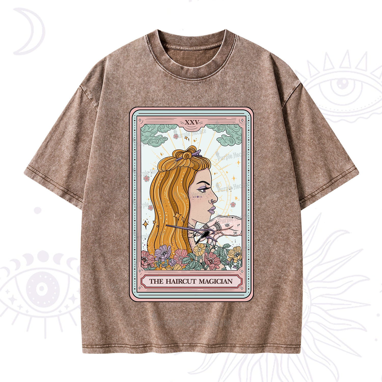 Purplehecate The Haircut Magician Tarot Washed T-Shirt