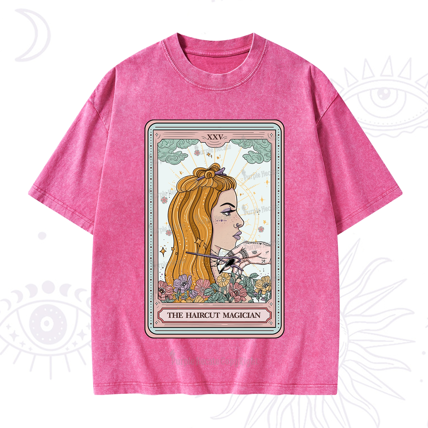 Purplehecate The Haircut Magician Tarot Washed T-Shirt