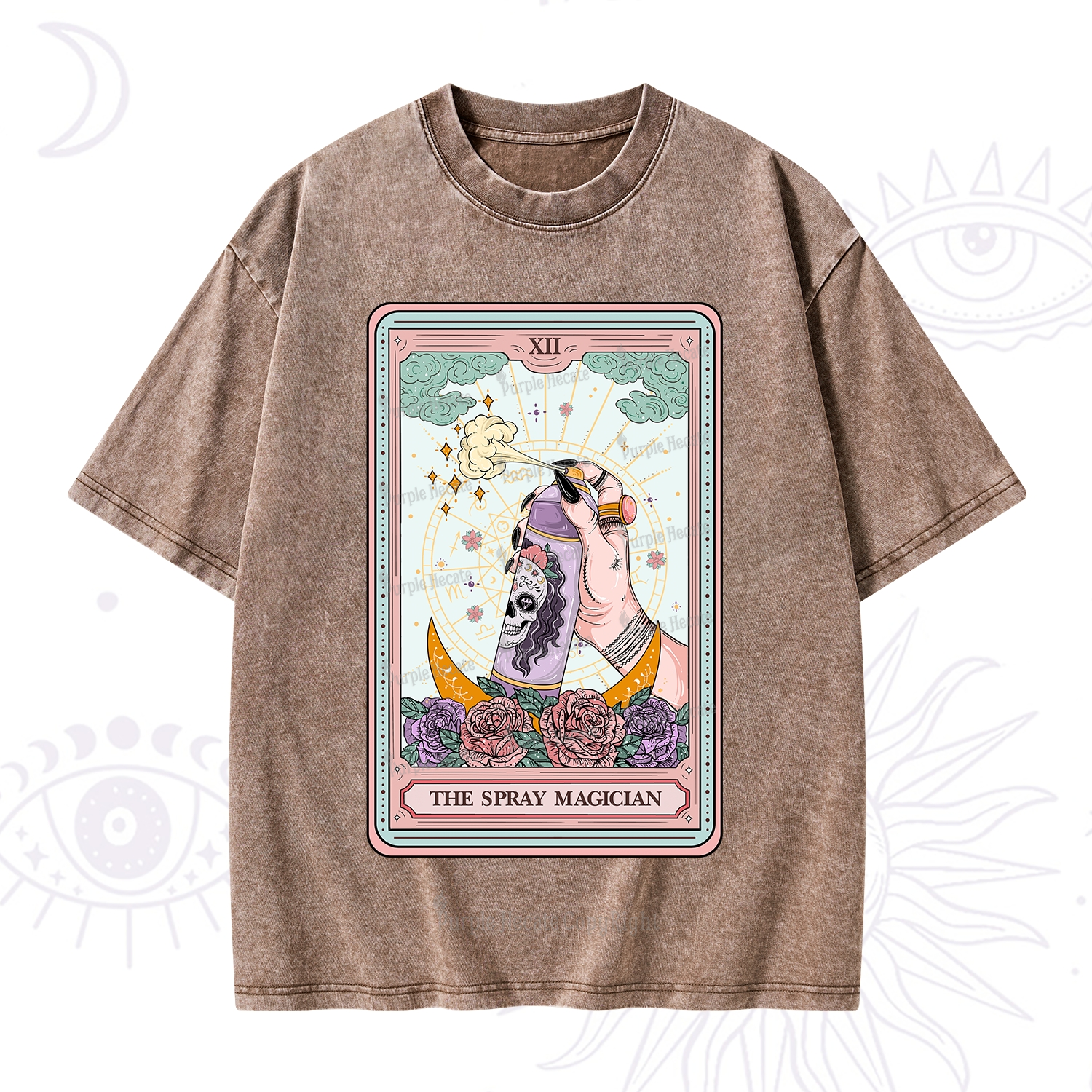 Purplehecate The Spray Magician Tarot Card Washed T-Shirt