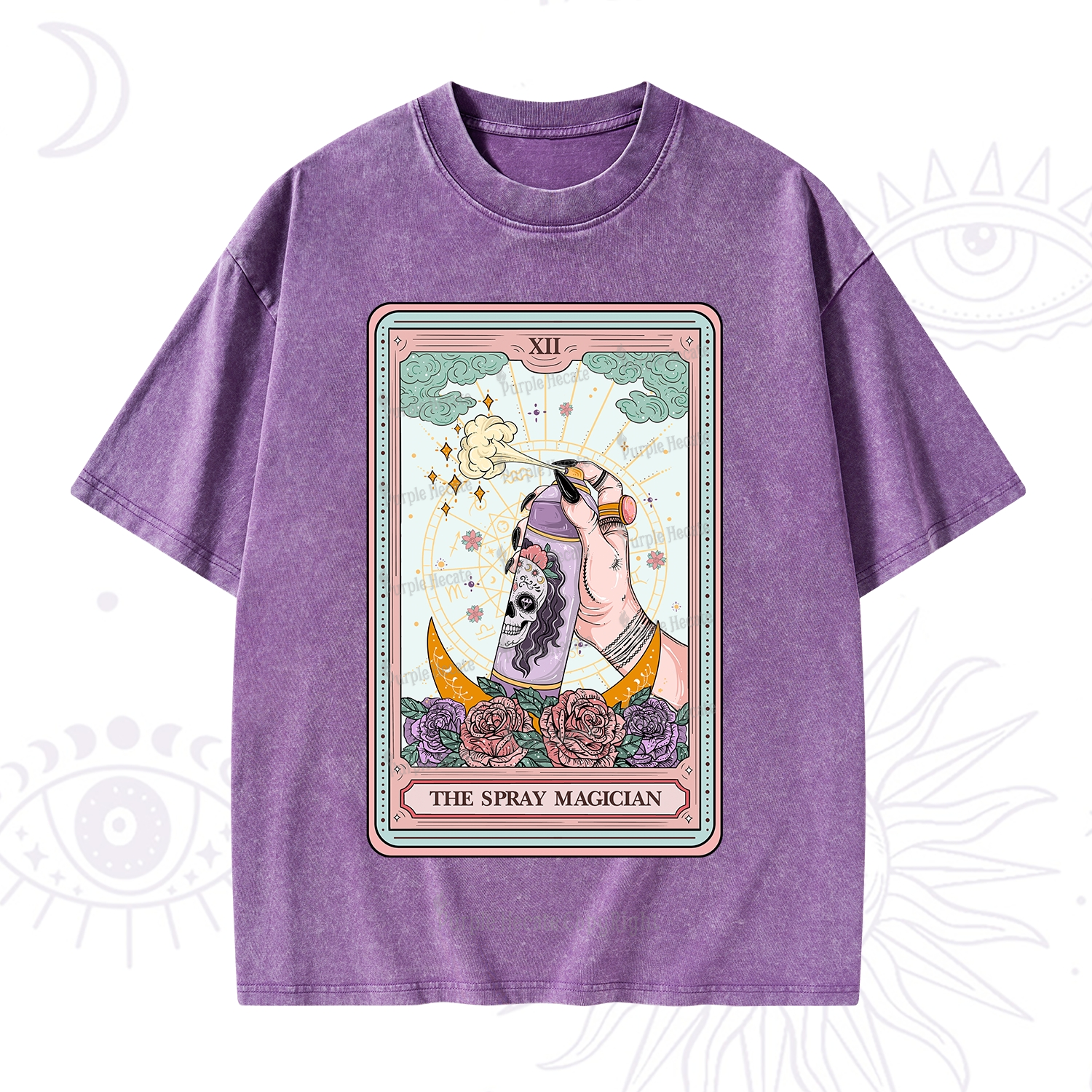 Purplehecate The Spray Magician Tarot Card Washed T-Shirt