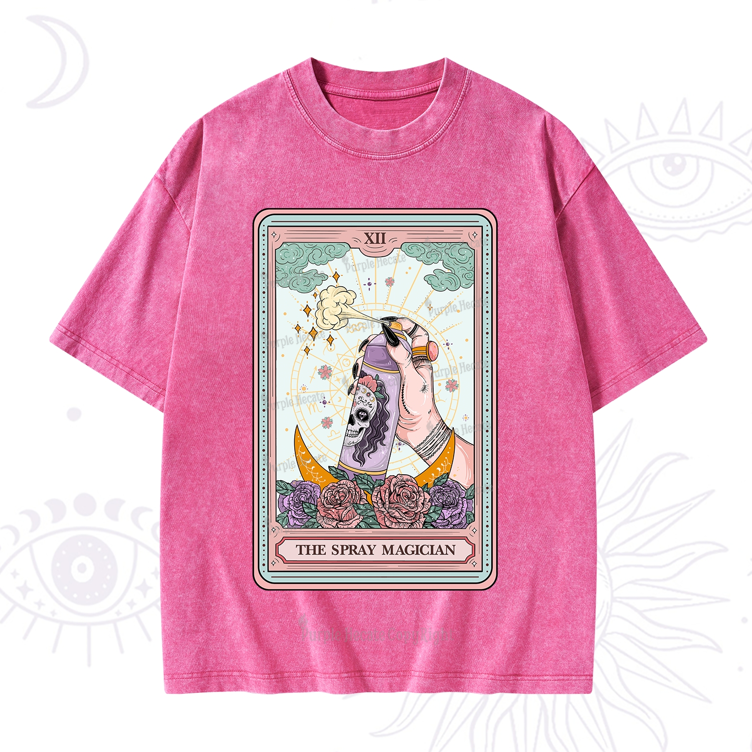 Purplehecate The Spray Magician Tarot Card Washed T-Shirt
