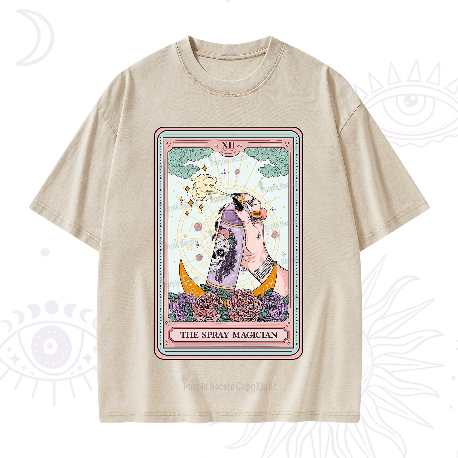 Purplehecate The Spray Magician Tarot Card Washed T-Shirt