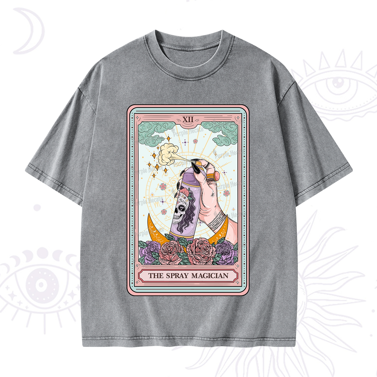 Purplehecate The Spray Magician Tarot Card Washed T-Shirt
