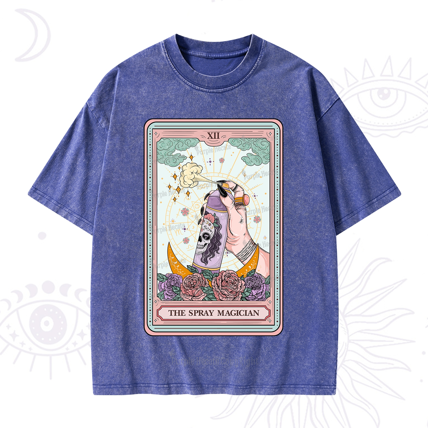 Purplehecate The Spray Magician Tarot Card Washed T-Shirt