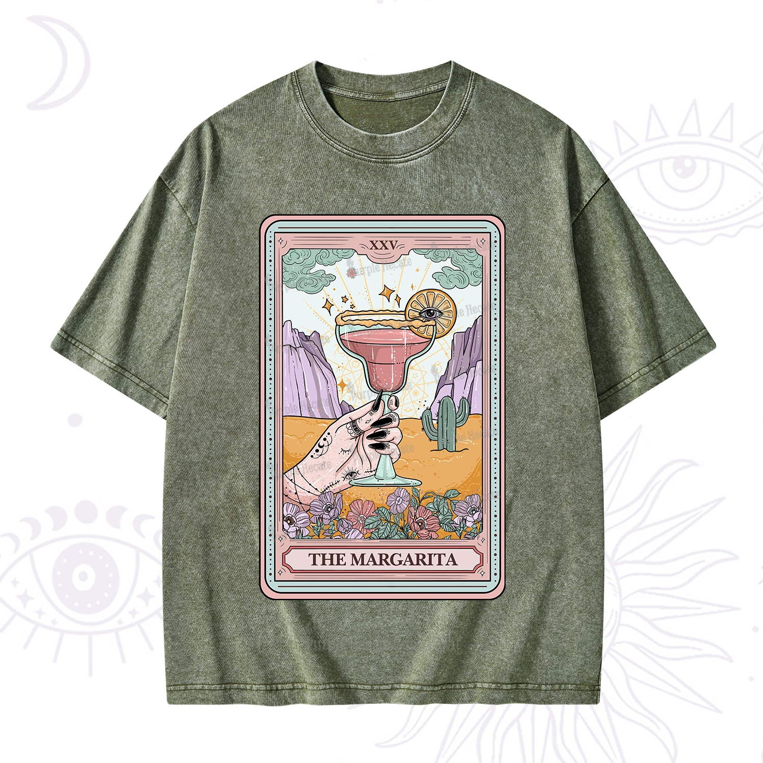 Purplehecate The Margarita Tarot Card Washed T-Shirt