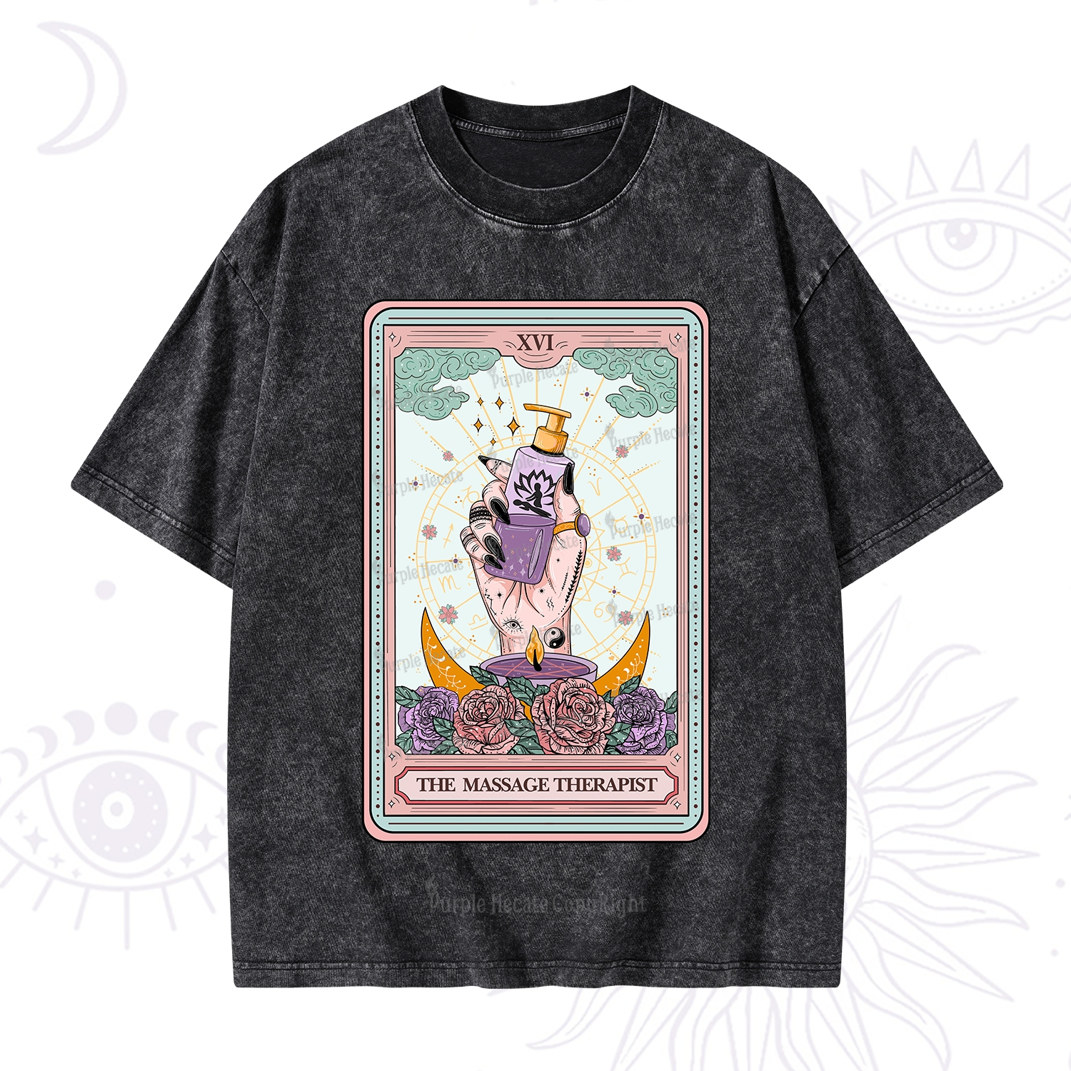 Purplehecate The Massage Therapist Tarot Card Washed T-Shirt