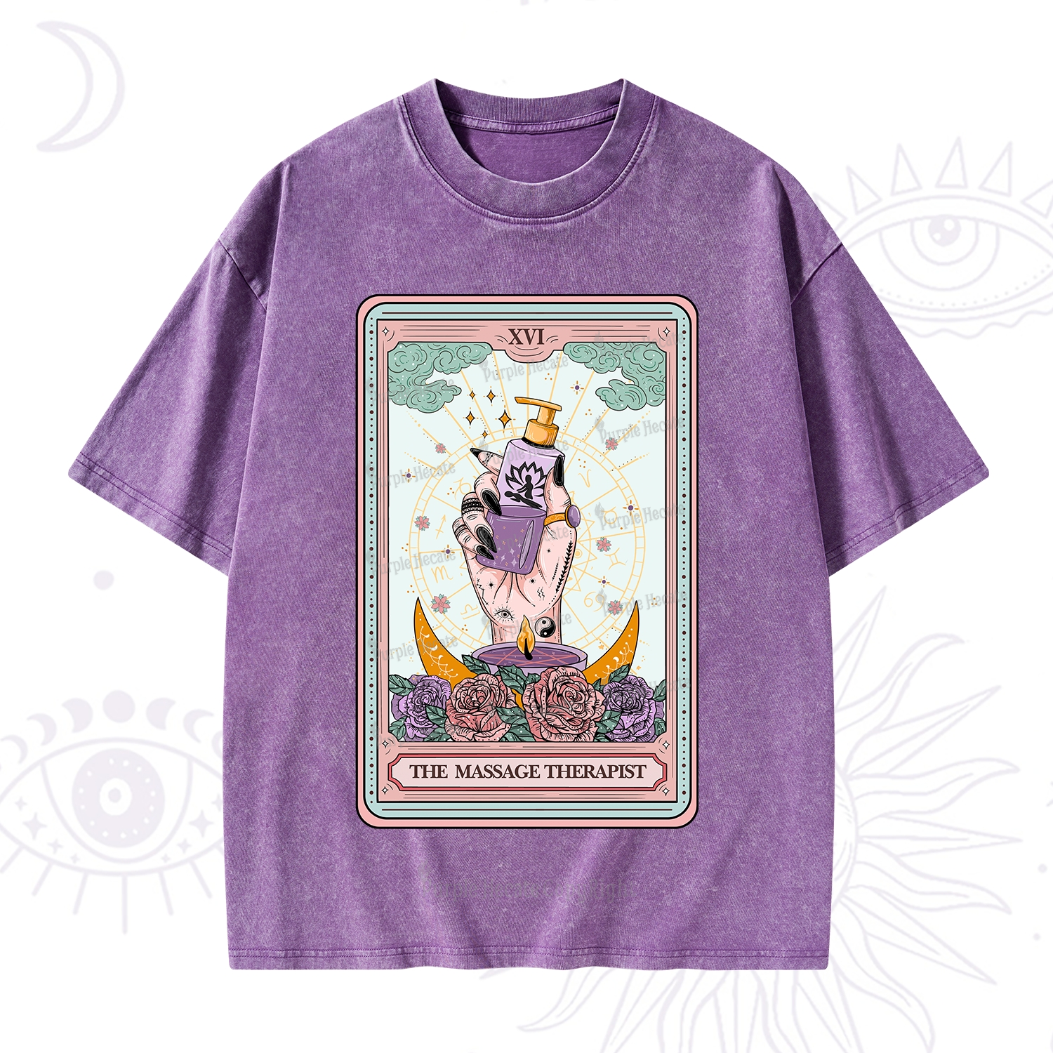 Purplehecate The Massage Therapist Tarot Card Washed T-Shirt
