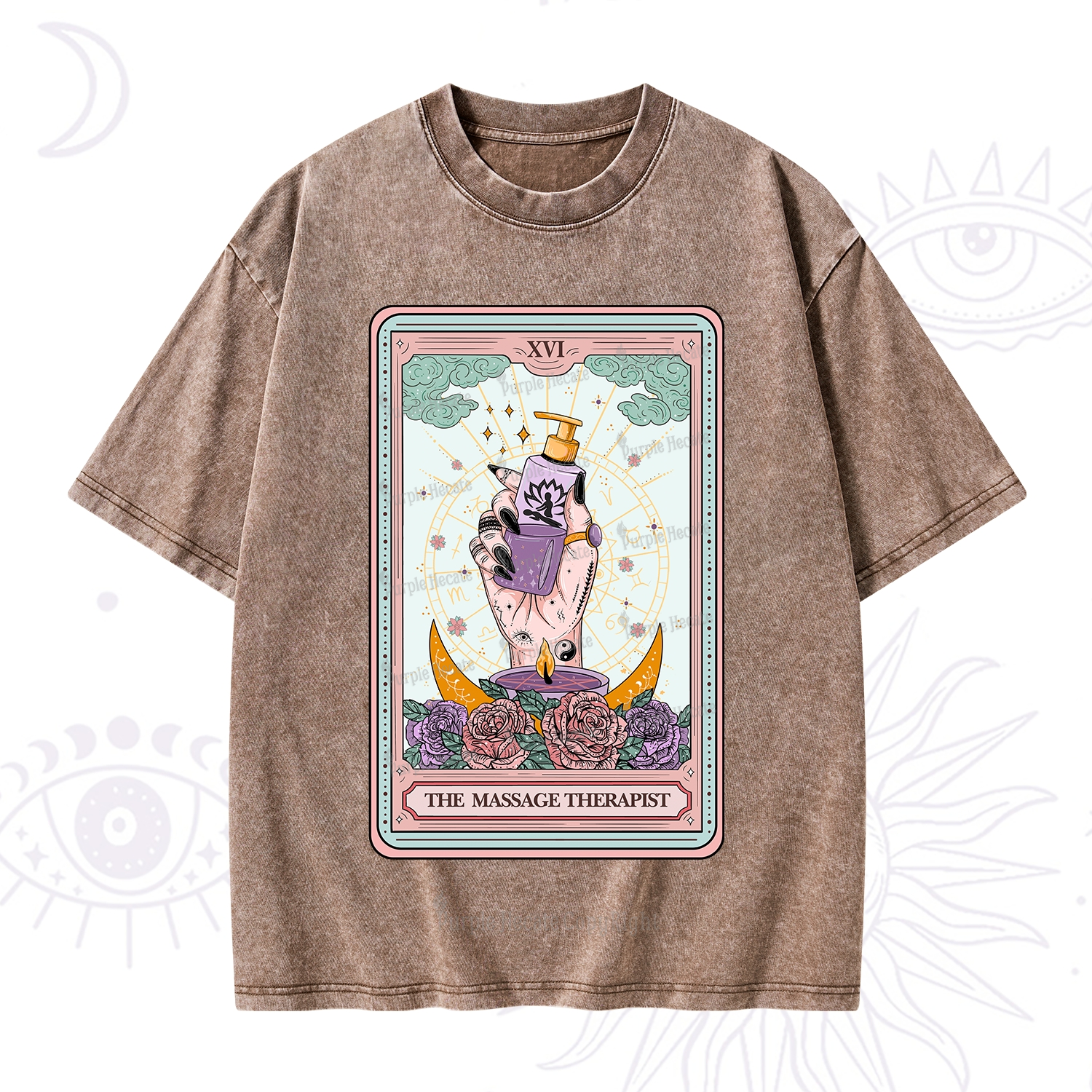 Purplehecate The Massage Therapist Tarot Card Washed T-Shirt