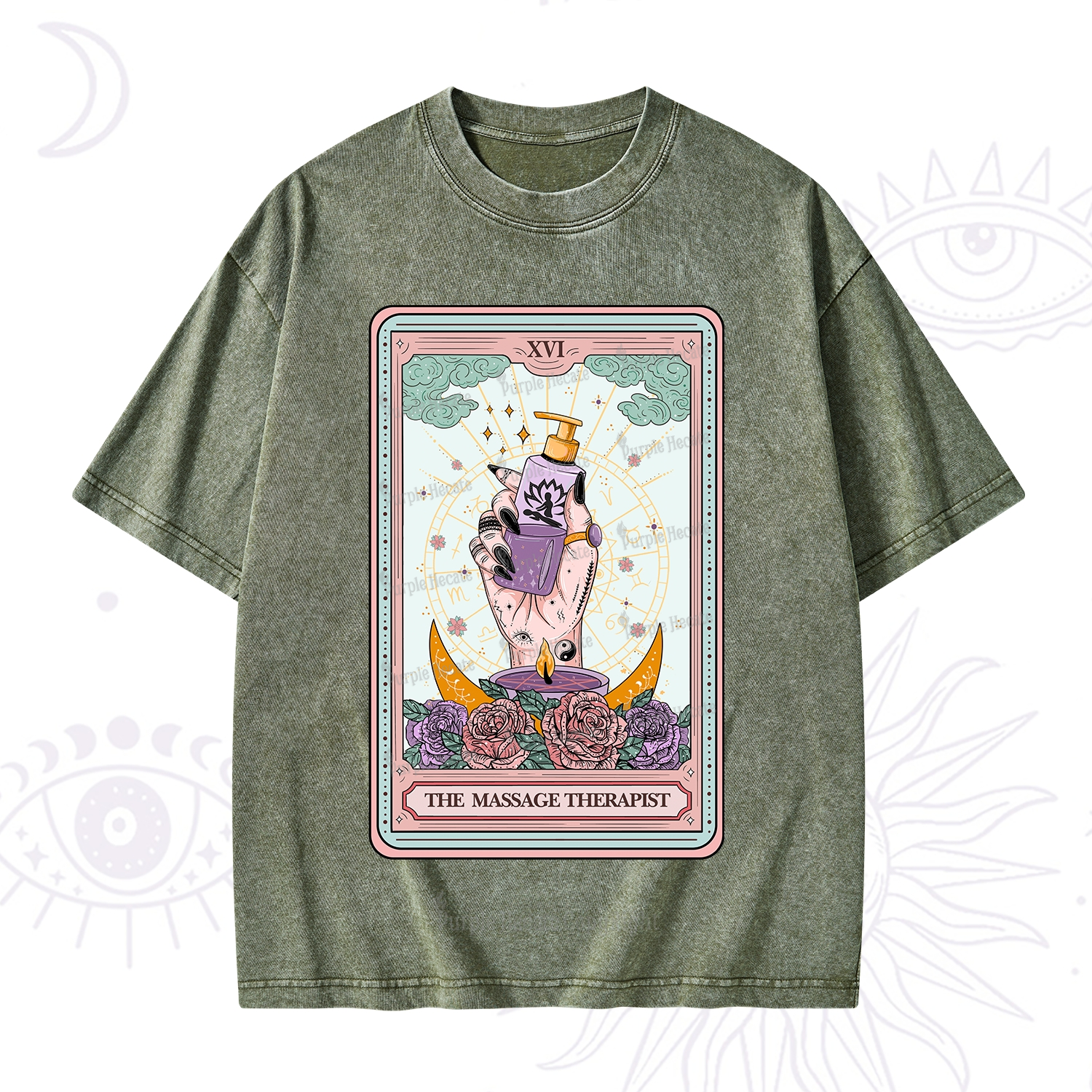 Purplehecate The Massage Therapist Tarot Card Washed T-Shirt