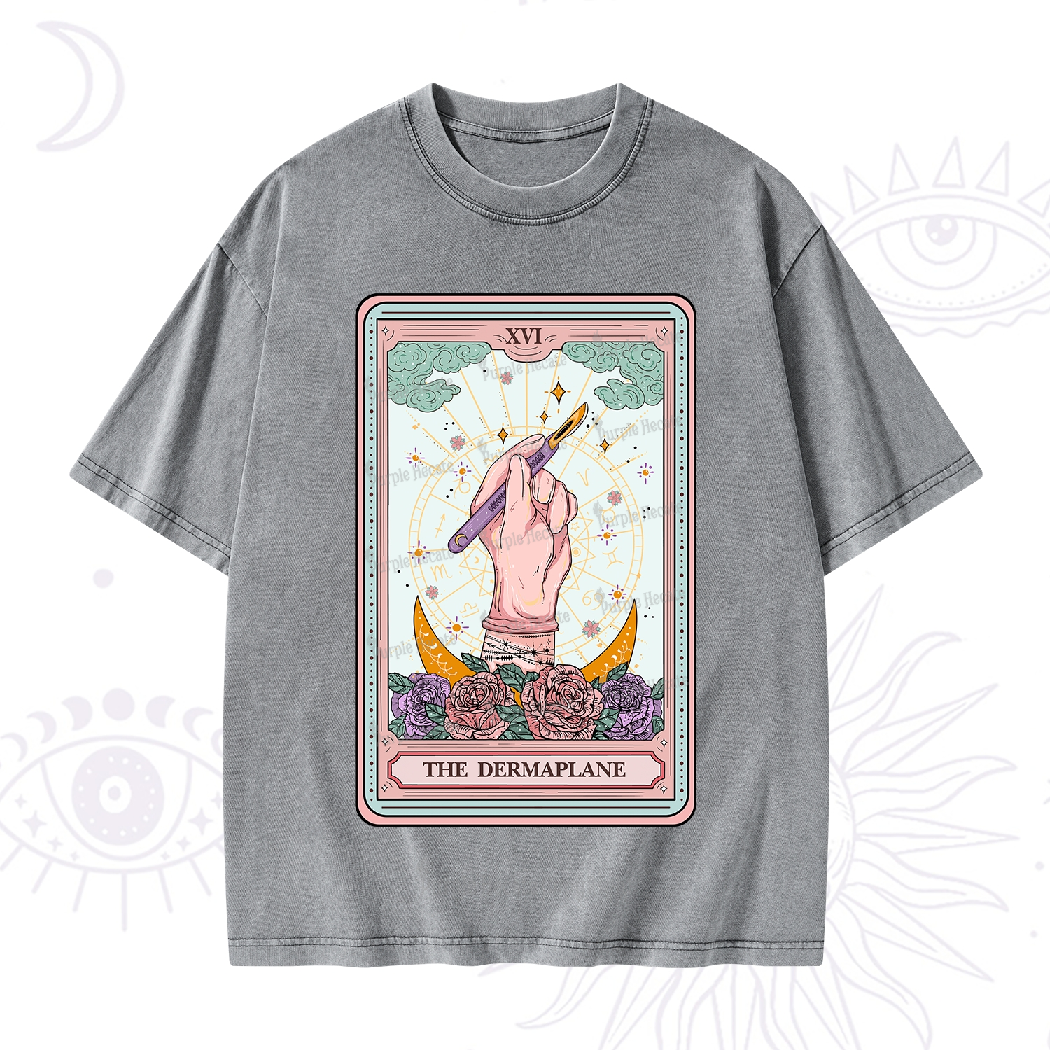 Purplehecate The Dermaplane Tarot Card Washed T-Shirt