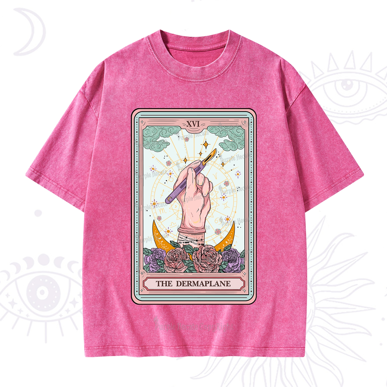 Purplehecate The Dermaplane Tarot Card Washed T-Shirt