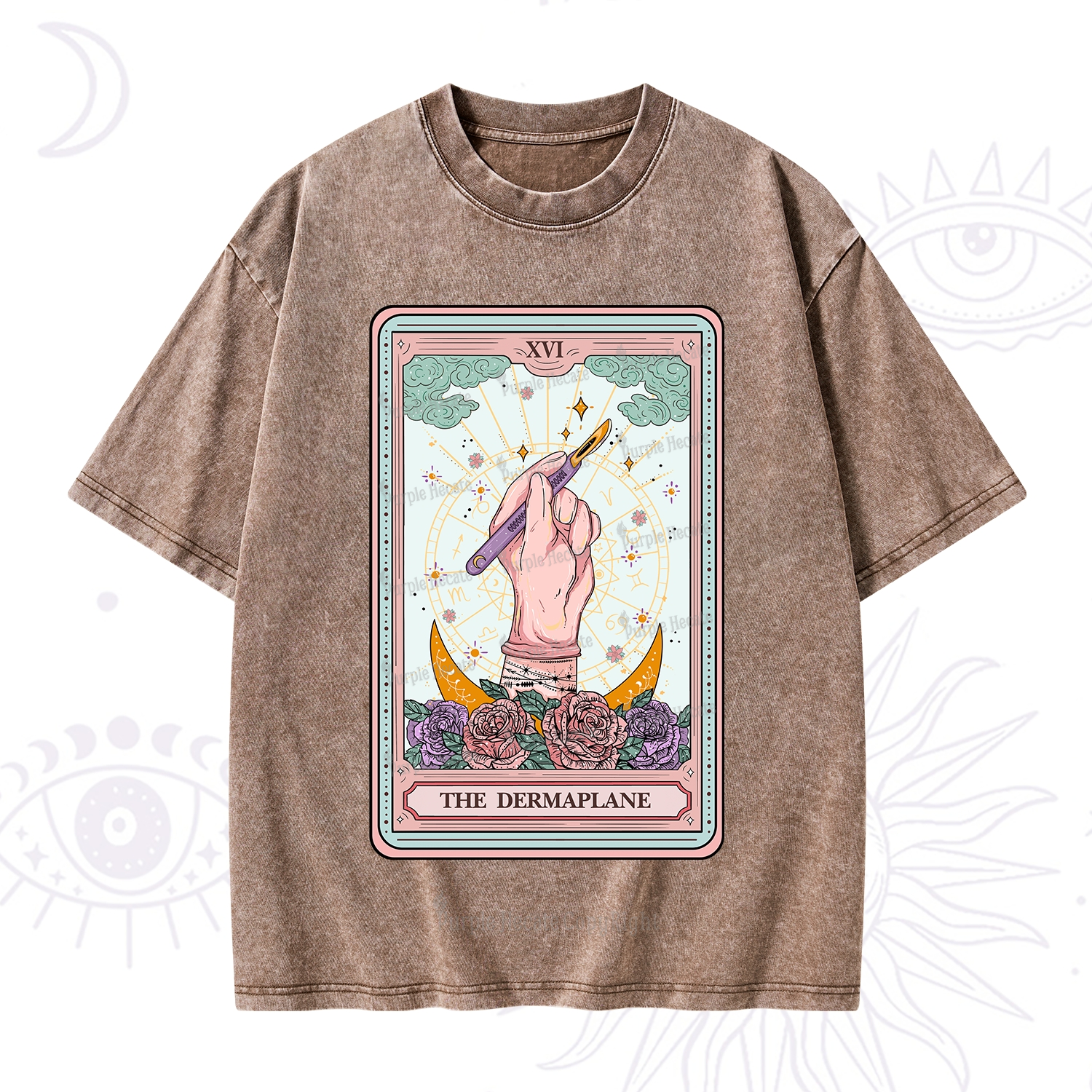Purplehecate The Dermaplane Tarot Card Washed T-Shirt