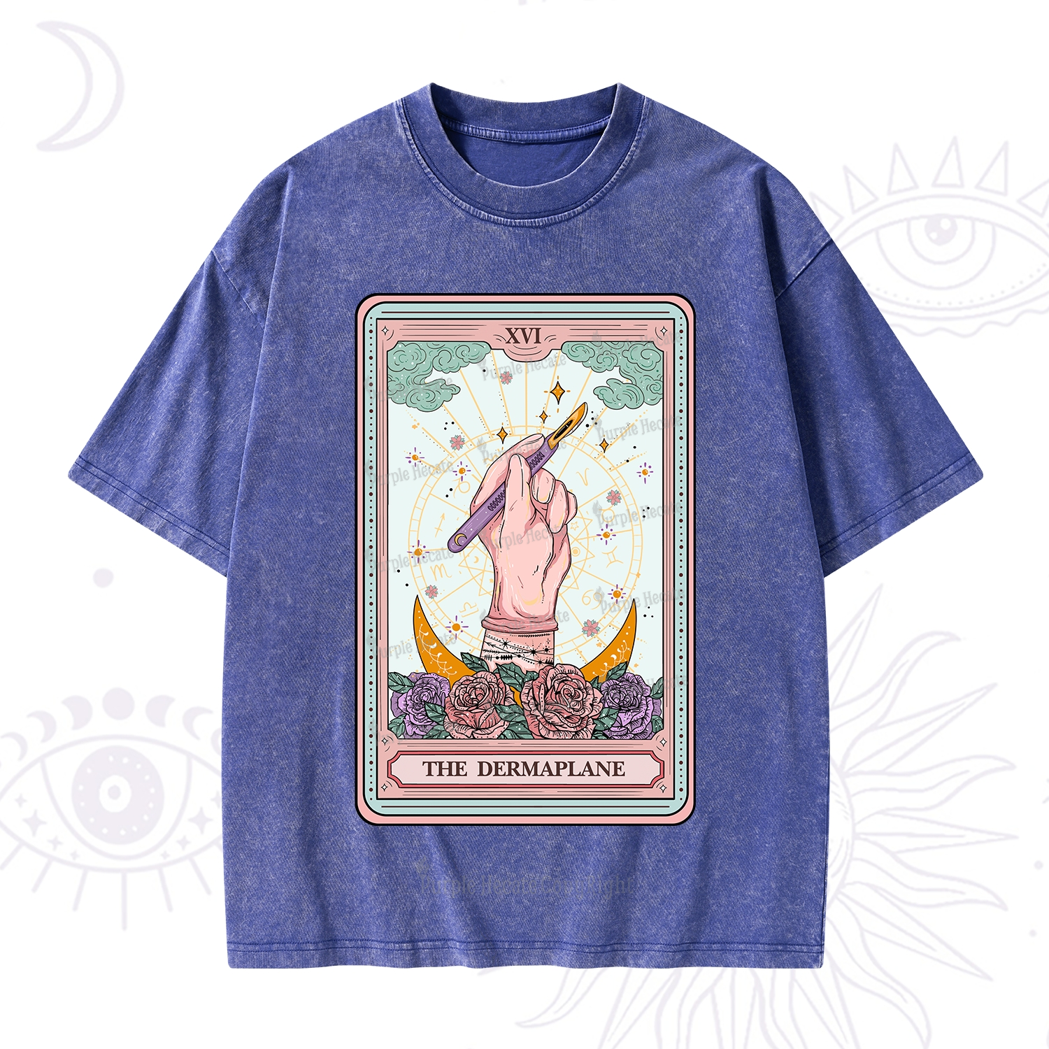 Purplehecate The Dermaplane Tarot Card Washed T-Shirt