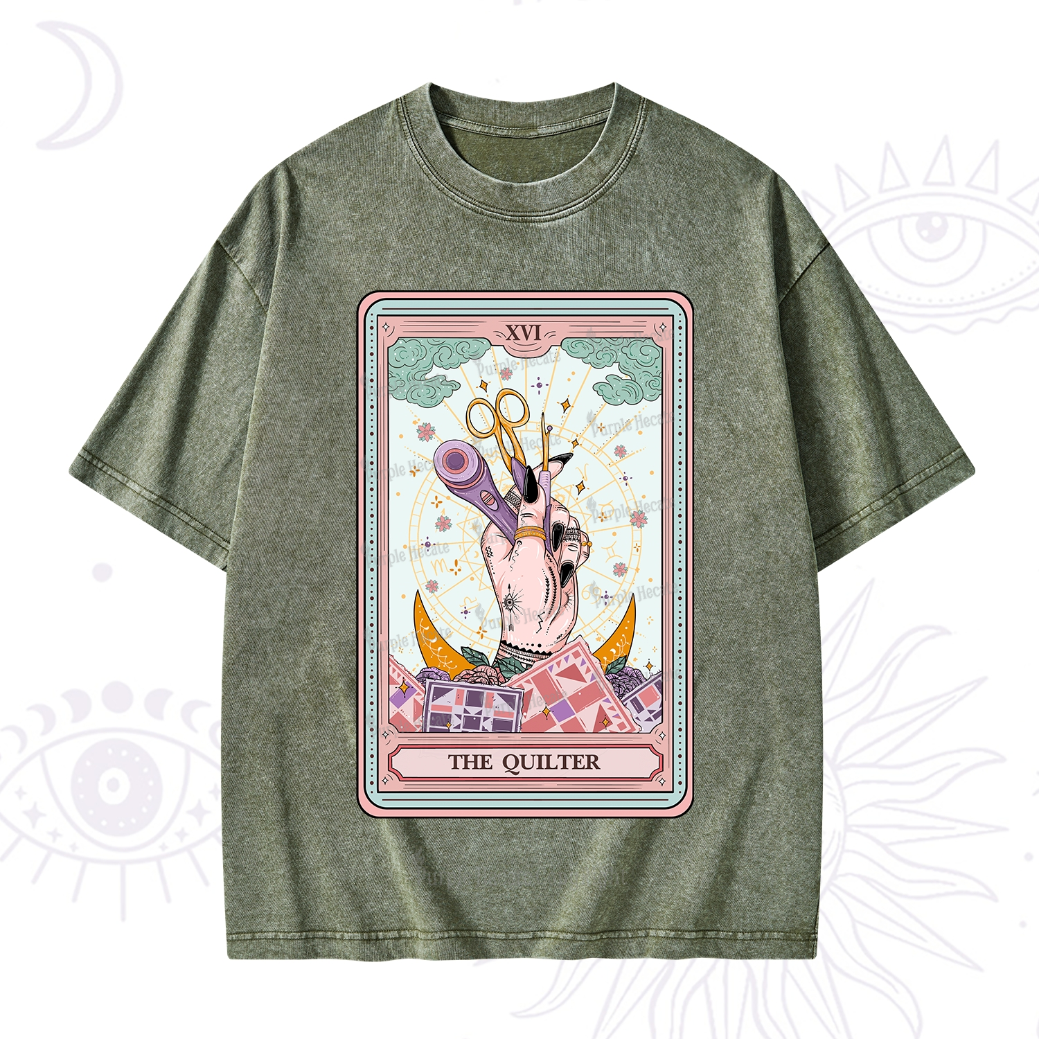 Purplehecate The Tattoo Artist Tarot Card Washed T-Shirt