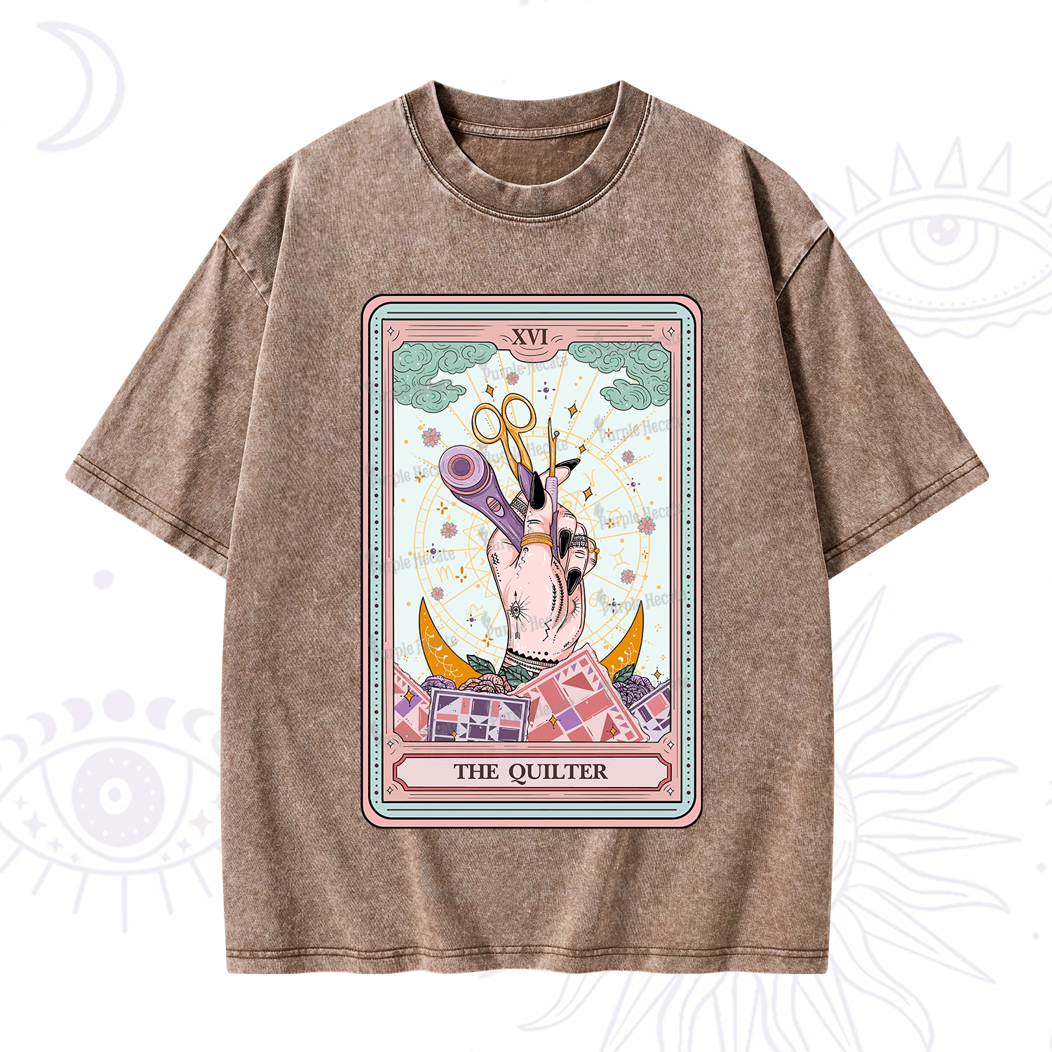 Purplehecate The Tattoo Artist Tarot Card Washed T-Shirt
