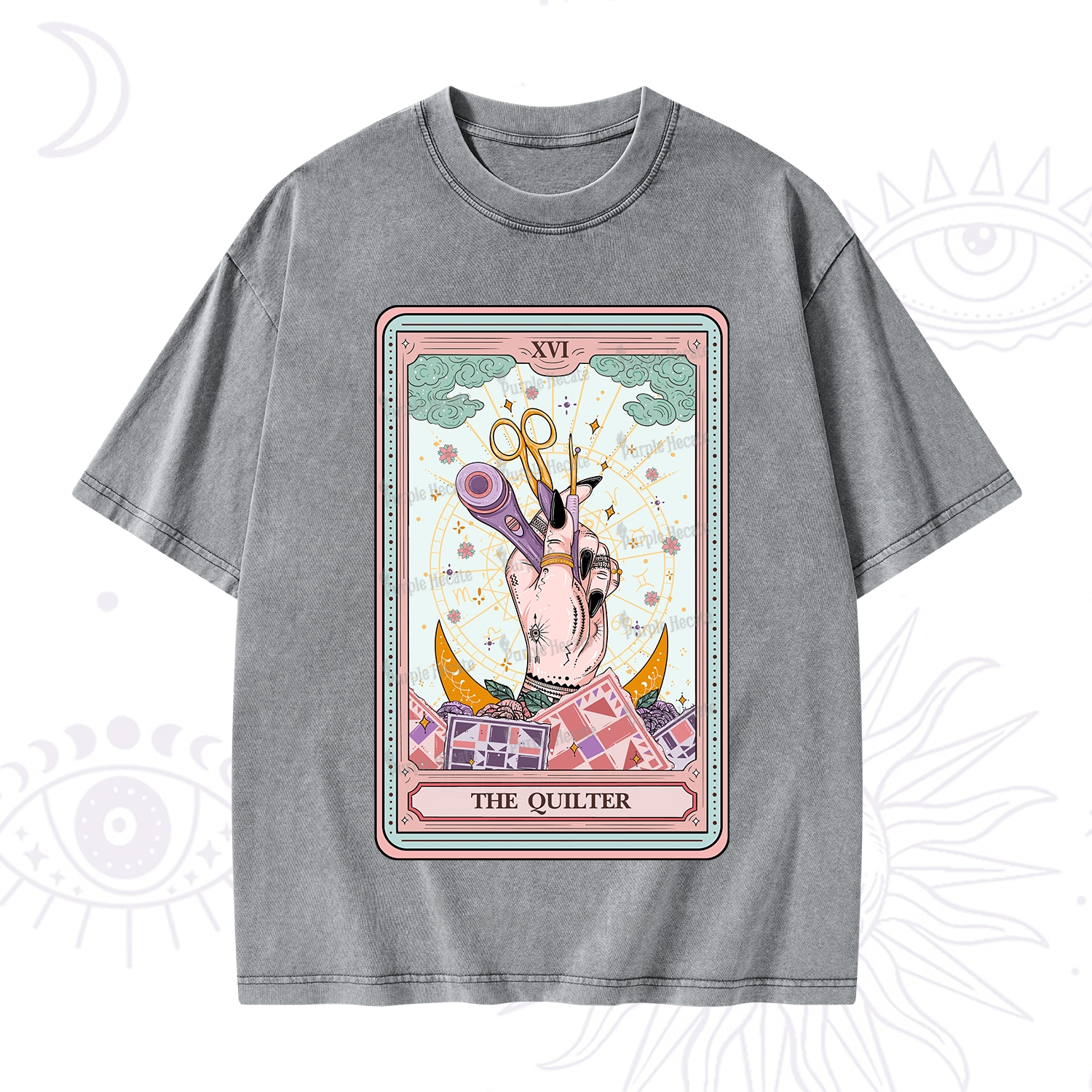Purplehecate The Tattoo Artist Tarot Card Washed T-Shirt