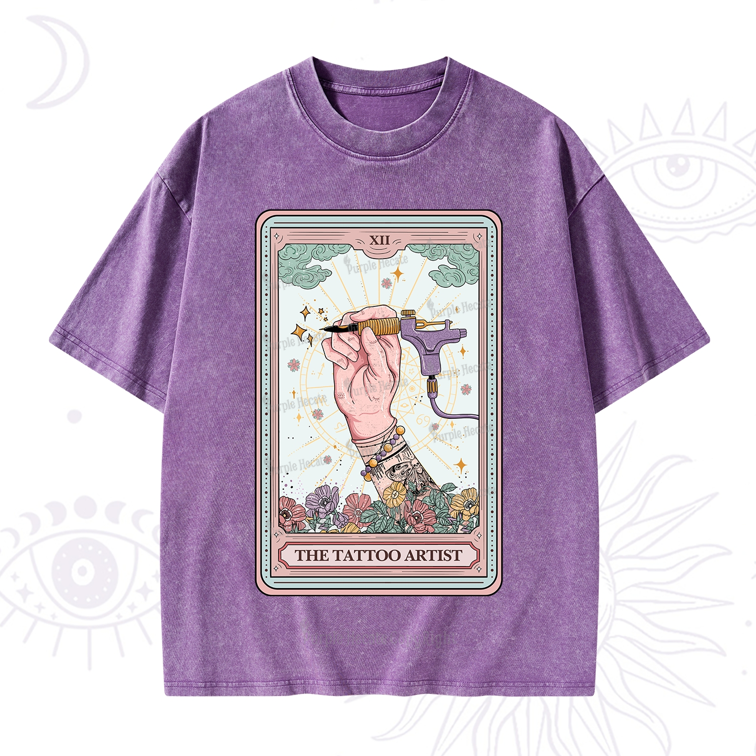 Purplehecate The Tattoo Artist Tarot Card Washed T-Shirt