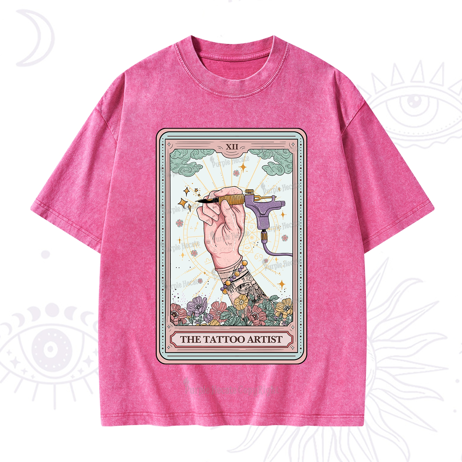 Purplehecate The Tattoo Artist Tarot Card Washed T-Shirt