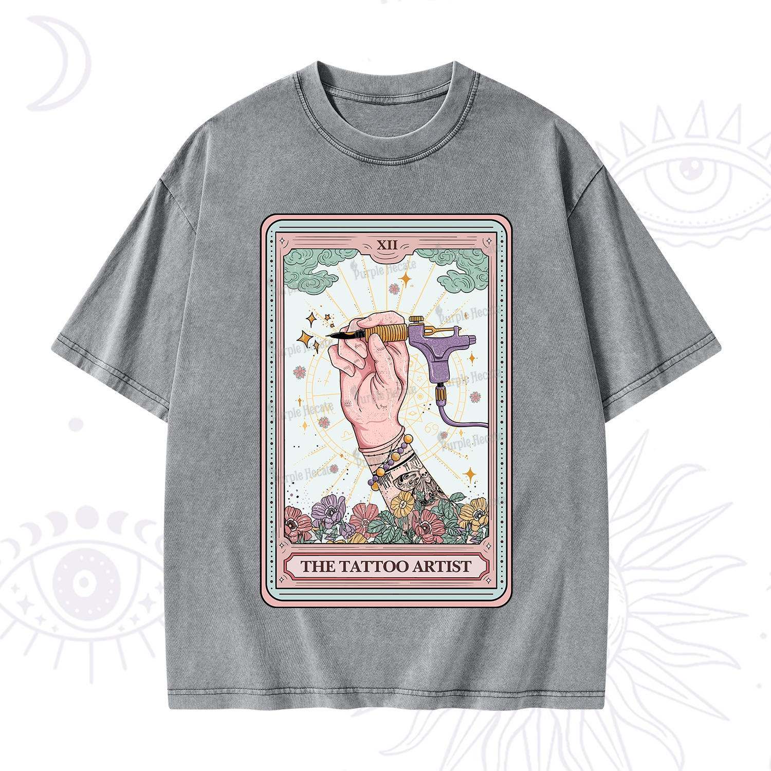 Purplehecate The Tattoo Artist Tarot Card Washed T-Shirt