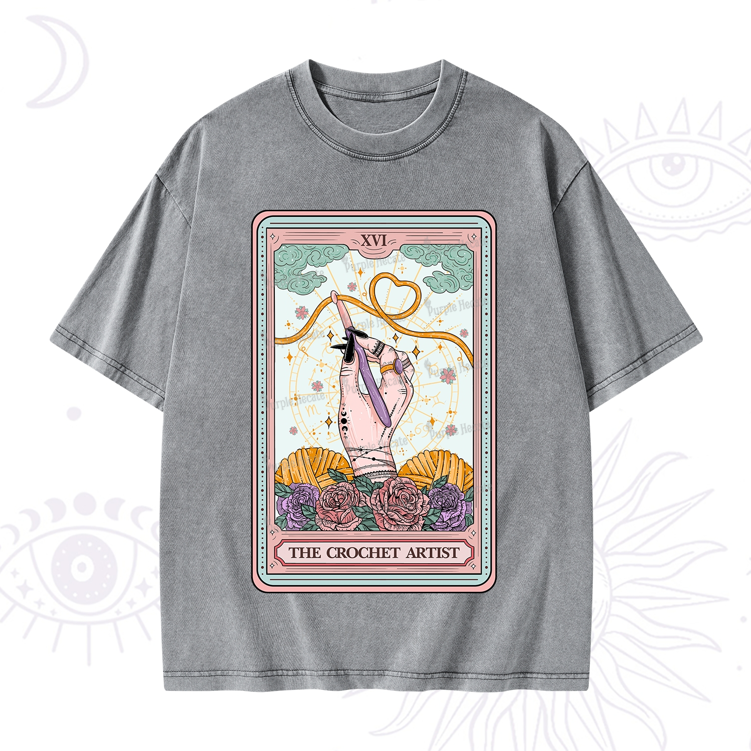 Purplehecate The Crochet Artist Tarot Card Washed T-Shirt