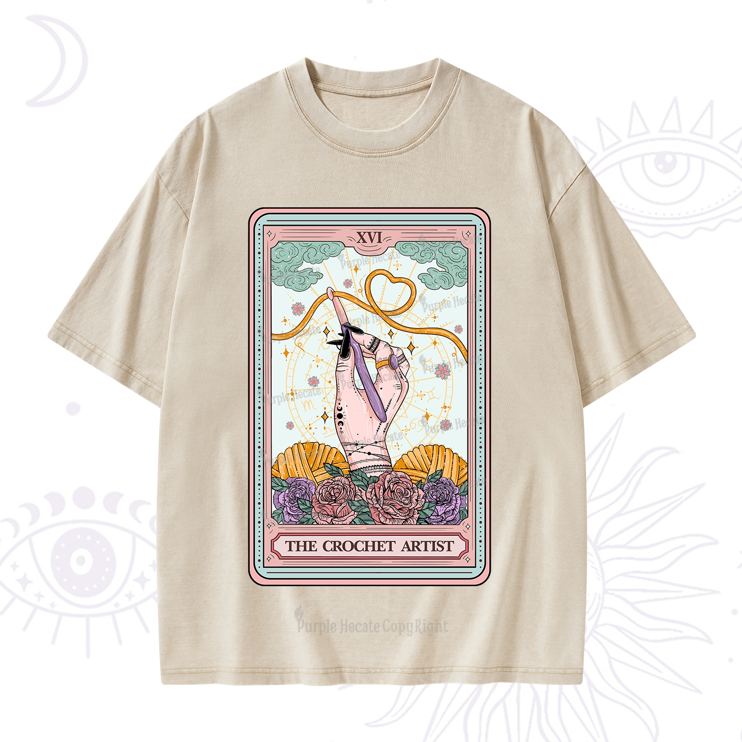 Purplehecate The Crochet Artist Tarot Card Washed T-Shirt