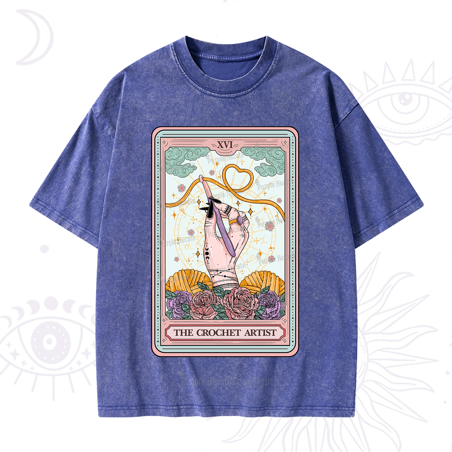 Purplehecate The Crochet Artist Tarot Card Washed T-Shirt