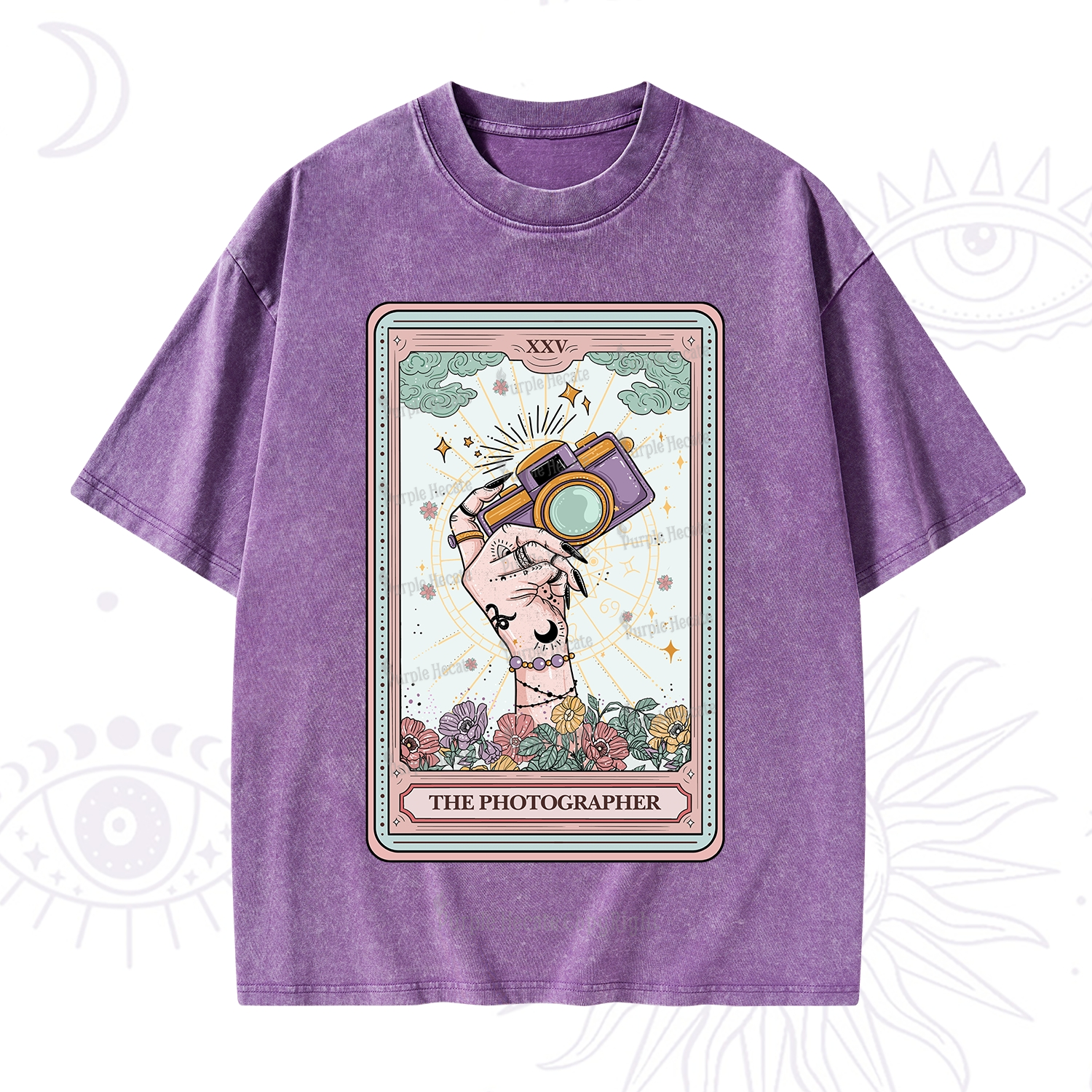Purplehecate The Photographer Tarot Card Washed T-Shirt