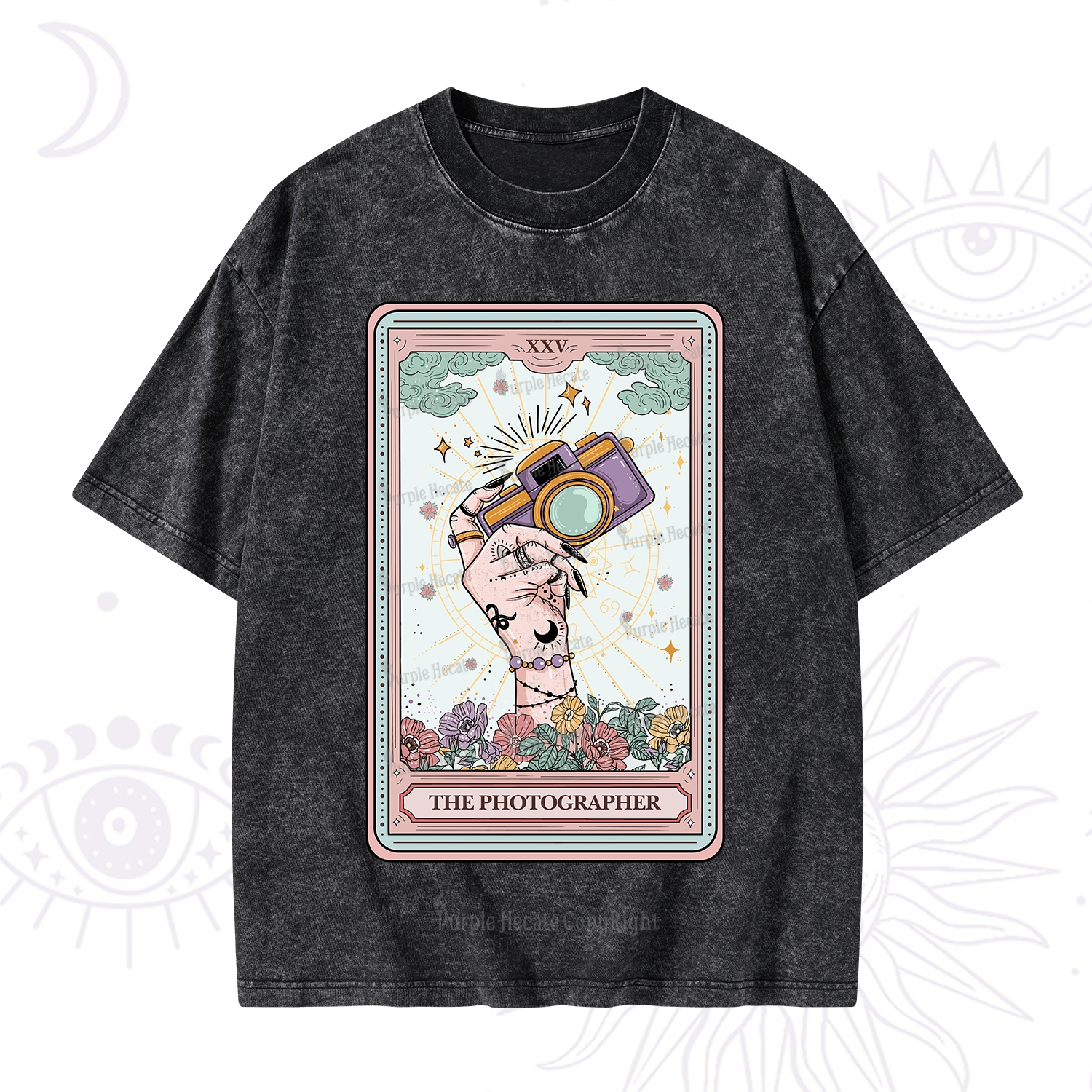 Purplehecate The Photographer Tarot Card Washed T-Shirt