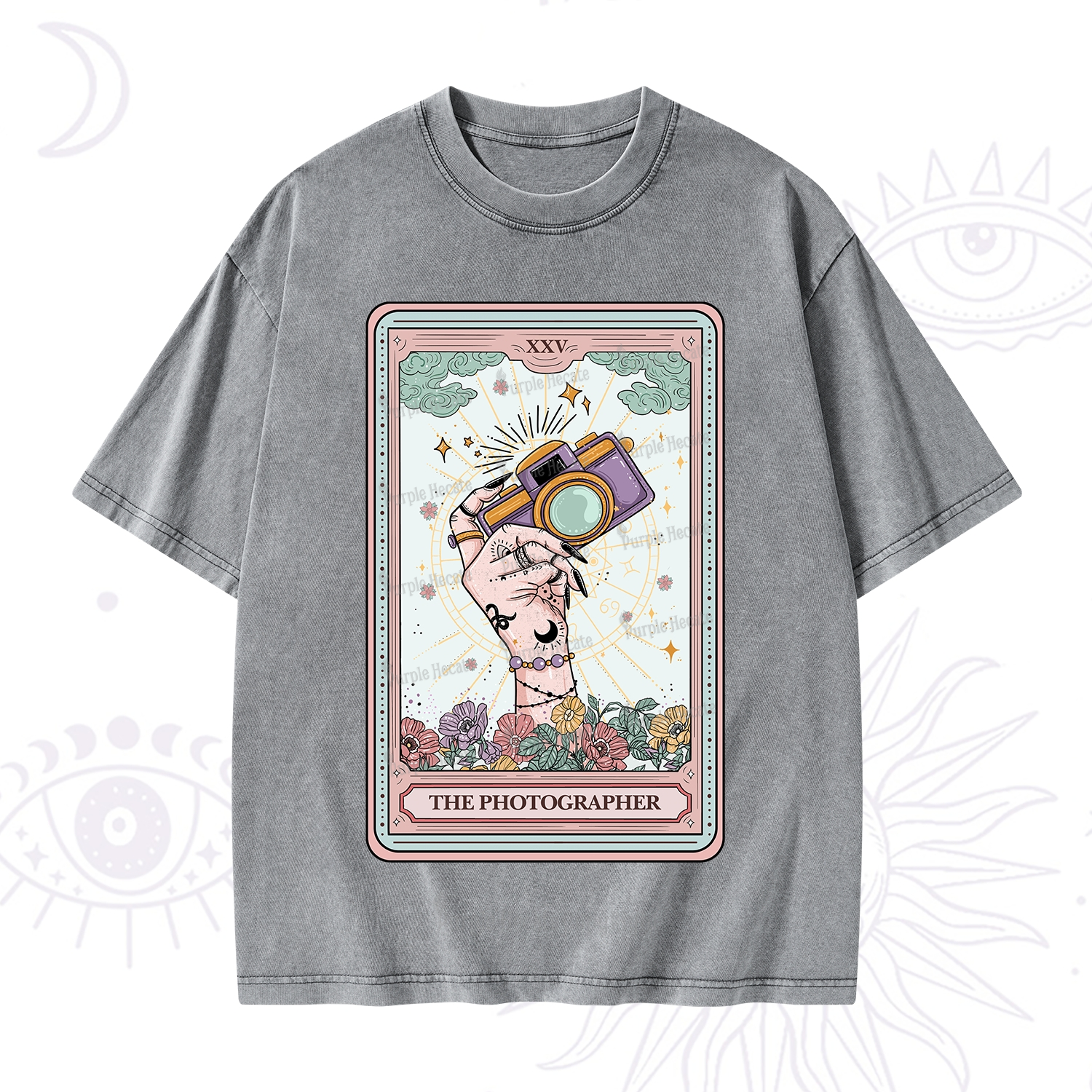 Purplehecate The Photographer Tarot Card Washed T-Shirt