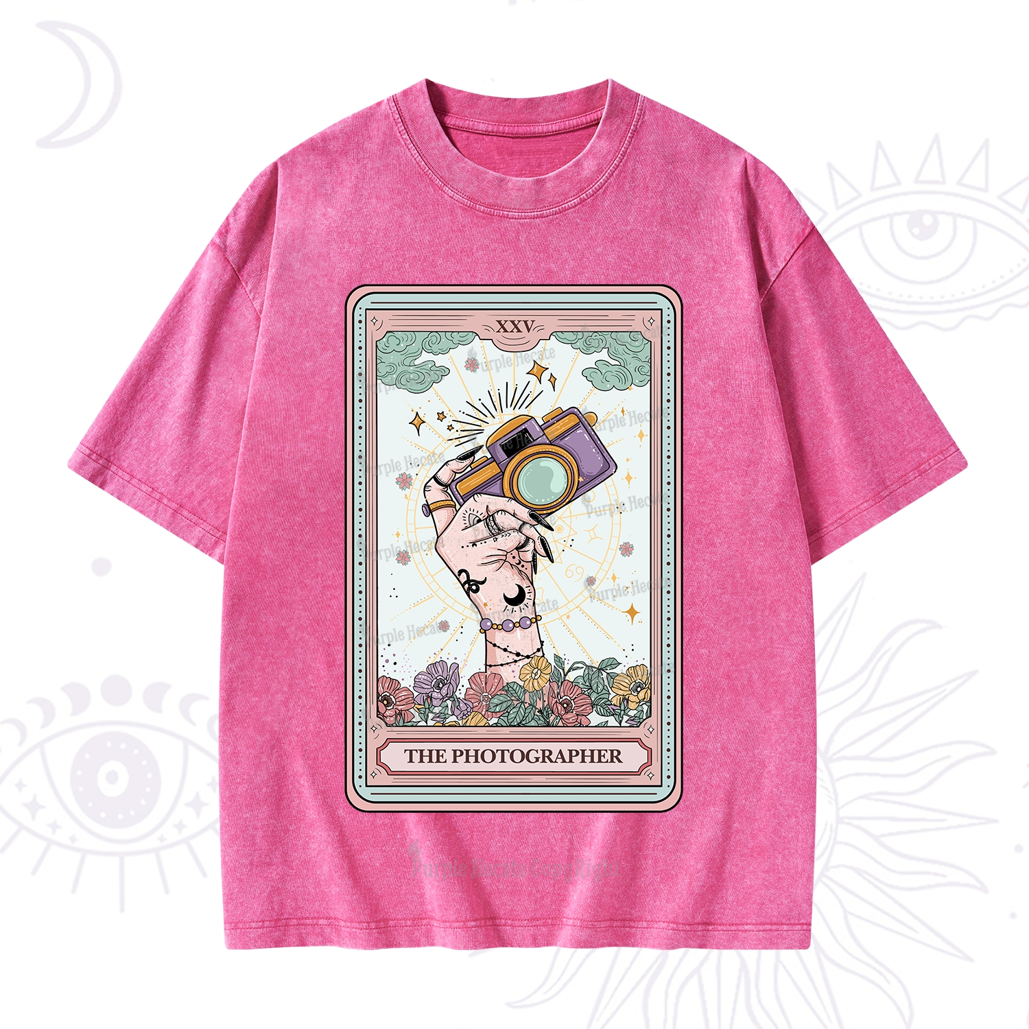 Purplehecate The Photographer Tarot Card Washed T-Shirt