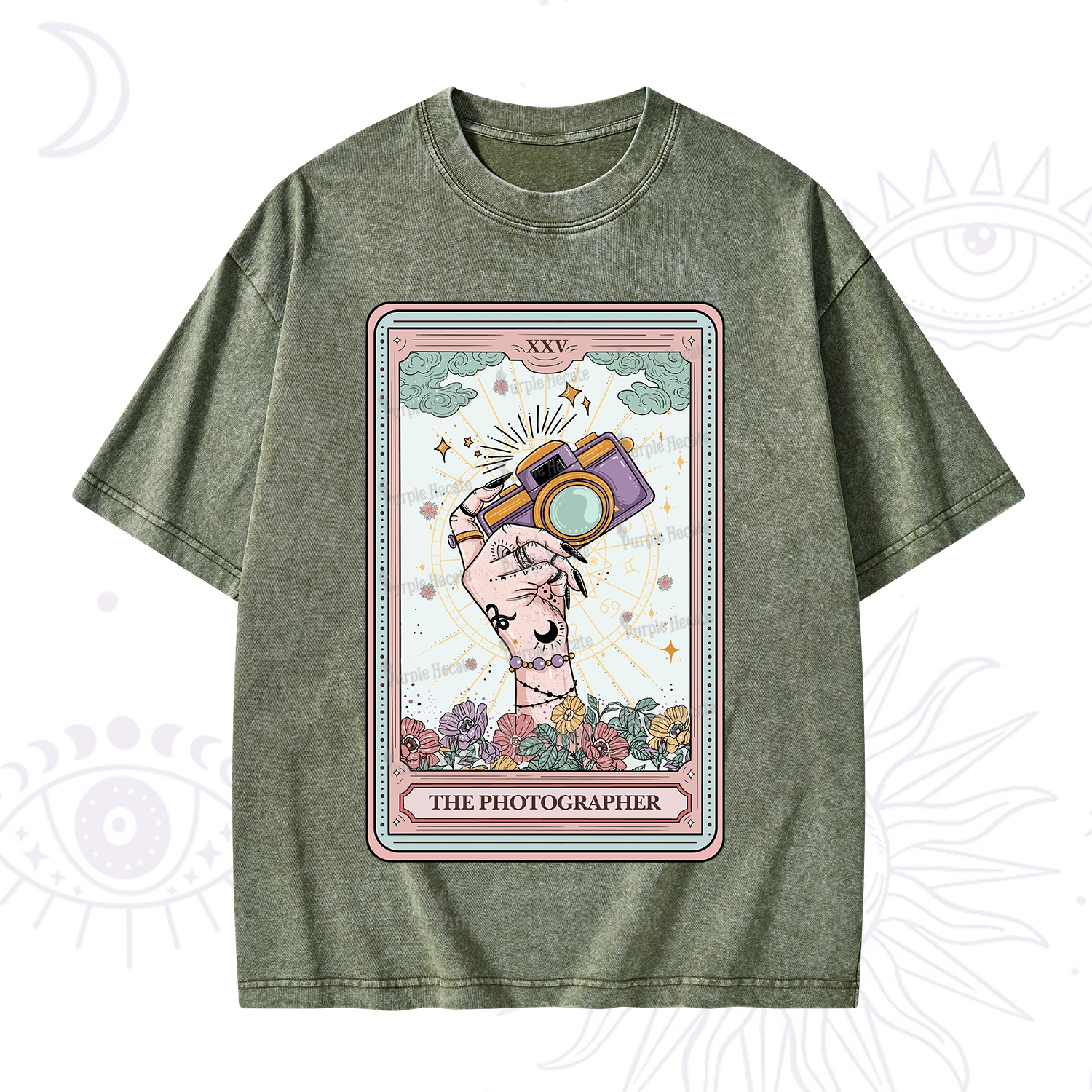 Purplehecate The Photographer Tarot Card Washed T-Shirt