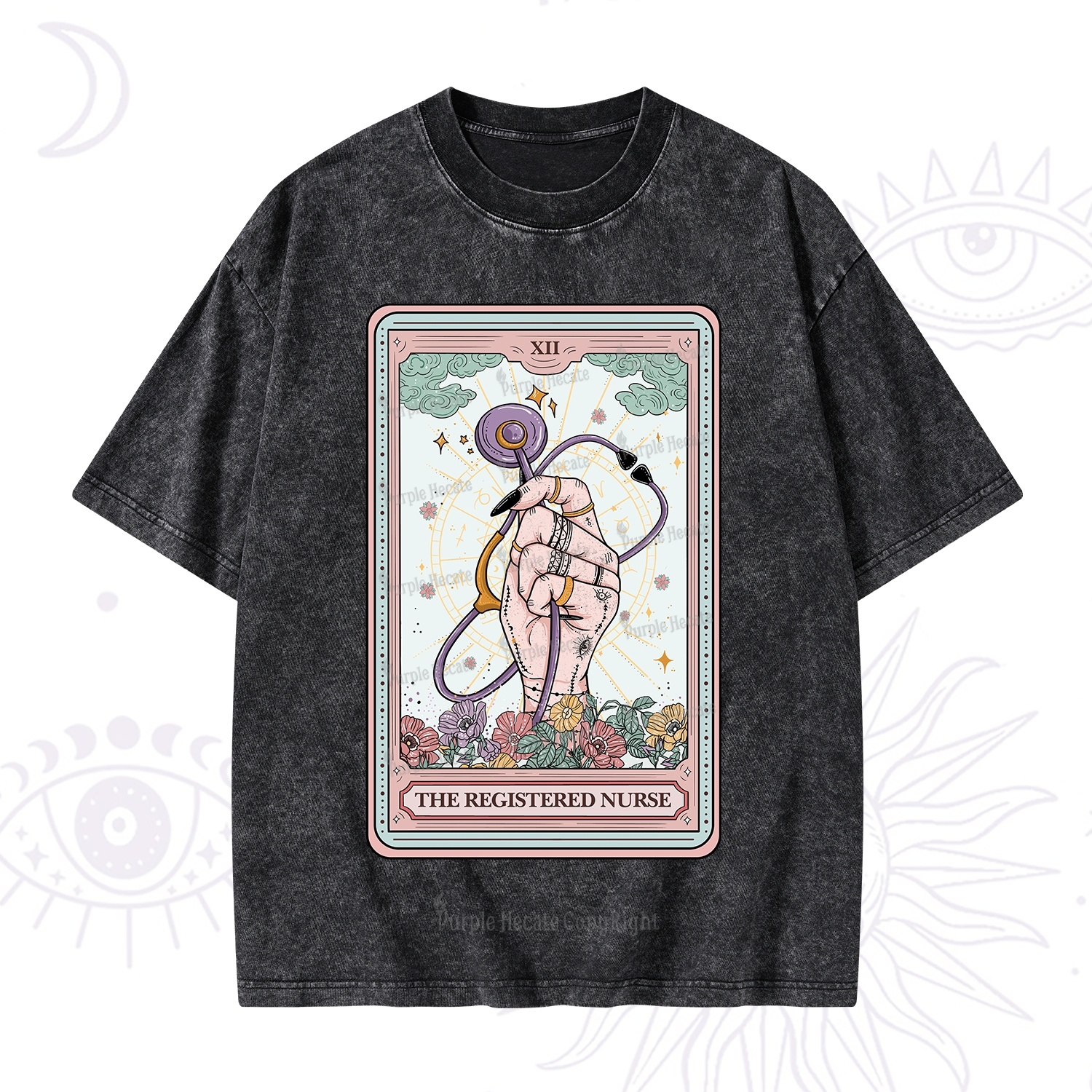 Purplehecate The Registered Nurse Tarot Card Washed T-Shirt
