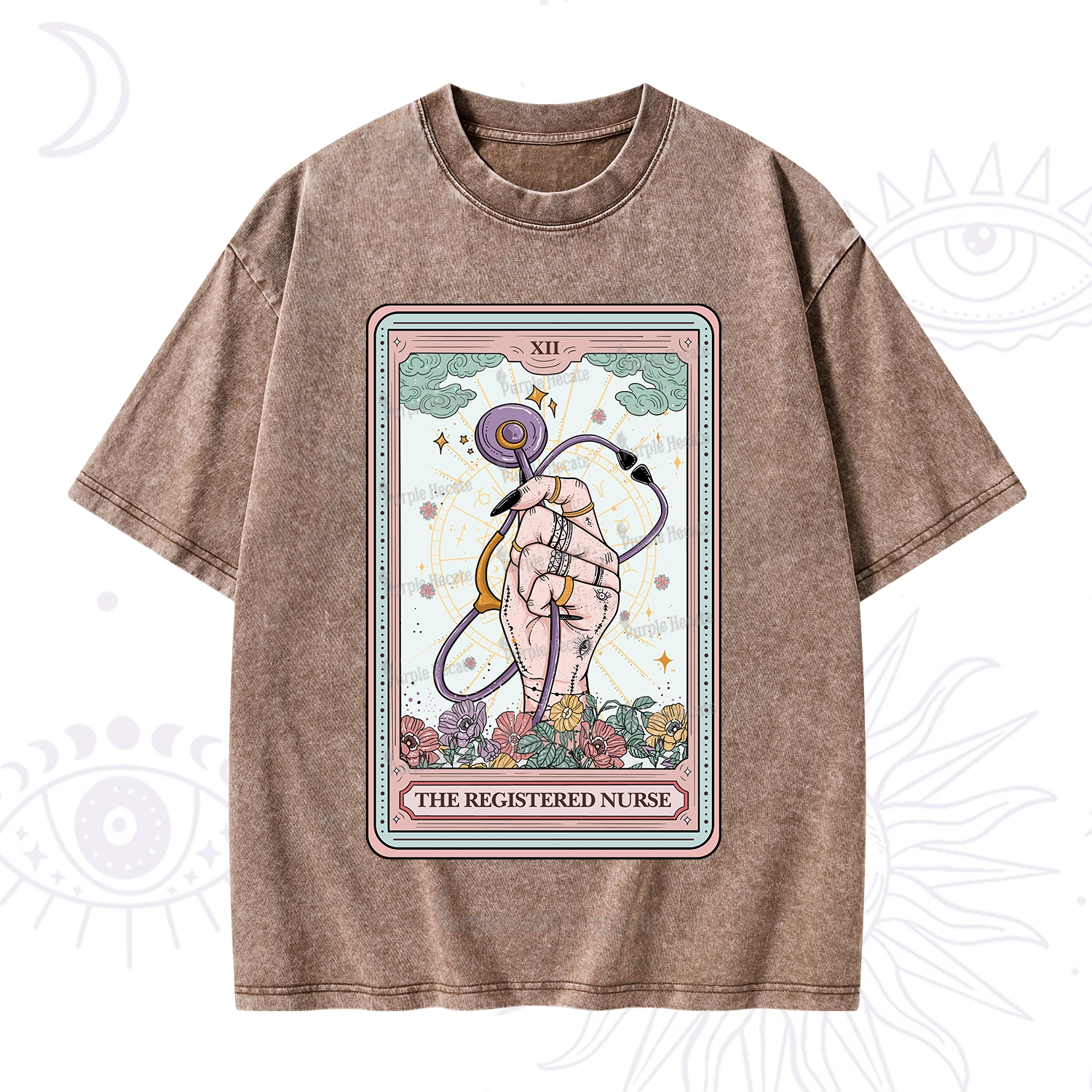 Purplehecate The Registered Nurse Tarot Card Washed T-Shirt