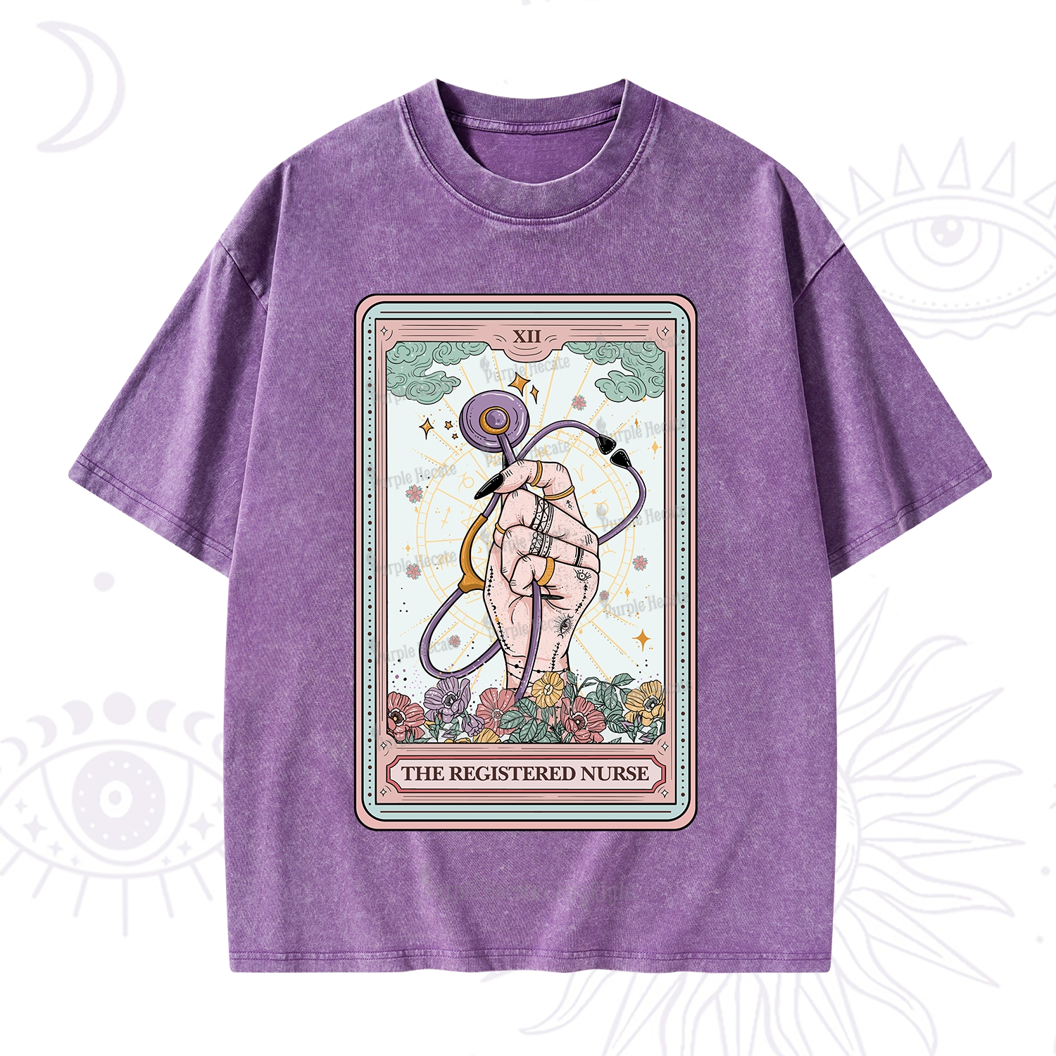 Purplehecate The Registered Nurse Tarot Card Washed T-Shirt