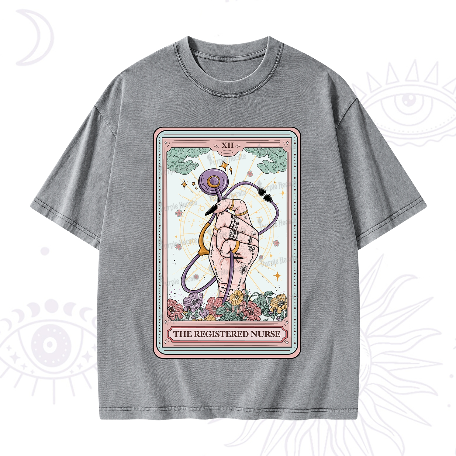 Purplehecate The Registered Nurse Tarot Card Washed T-Shirt